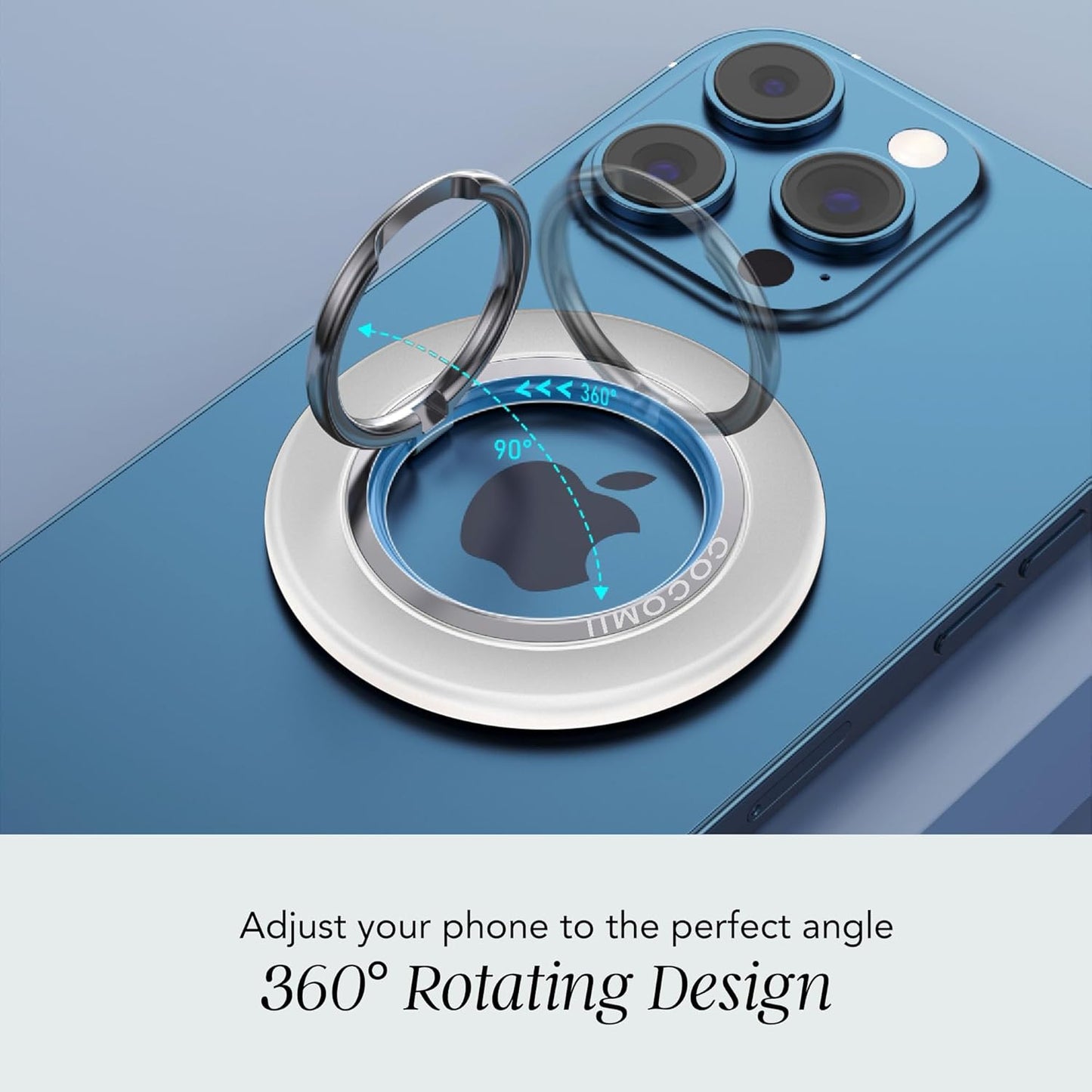 COCOMII 360 Magnetic Phone Ring Holder for MagSafe, Rotation Finger Grip Stand, Matte White