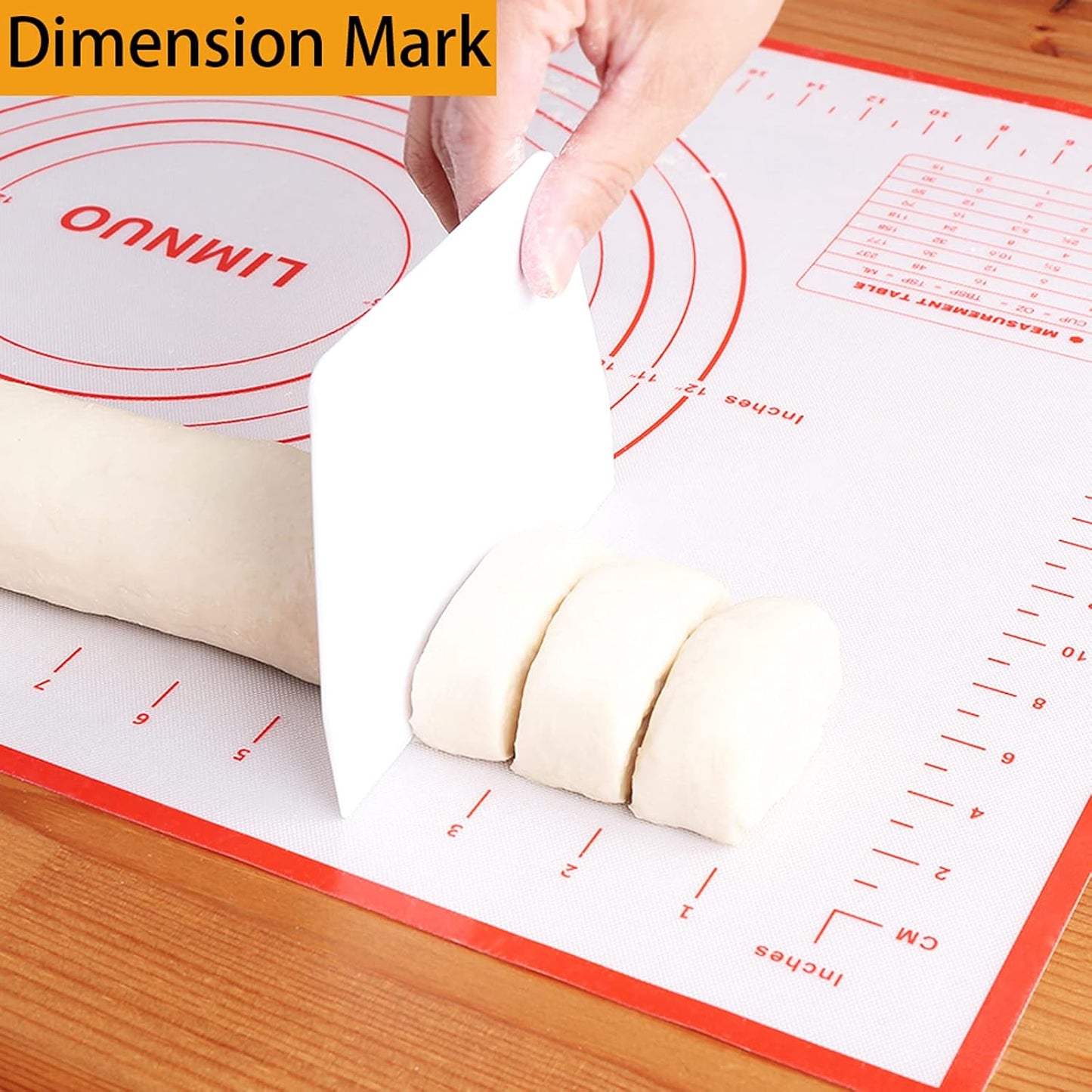 Skiennix Silicone Baking Mat - Non-Stick Rolling Dough with Measurements | Extra Thick Red (16" x 20")