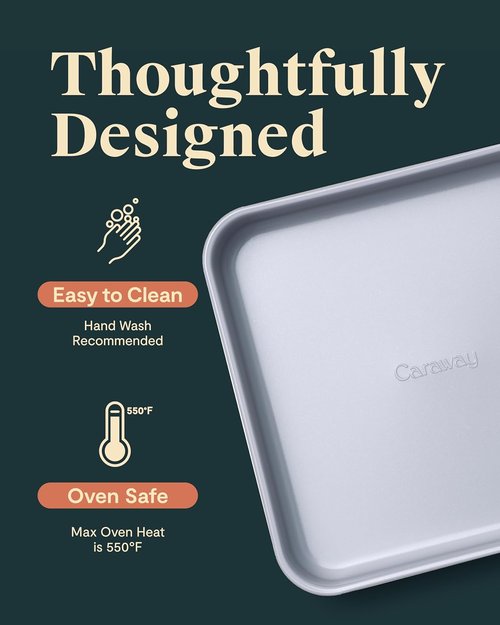 Caraway Non-Stick Ceramic 9” Square Pan - Naturally Slick Coating - Non-Toxic & PTFE Free - Ideal for Brownies & Cakes - Gray
