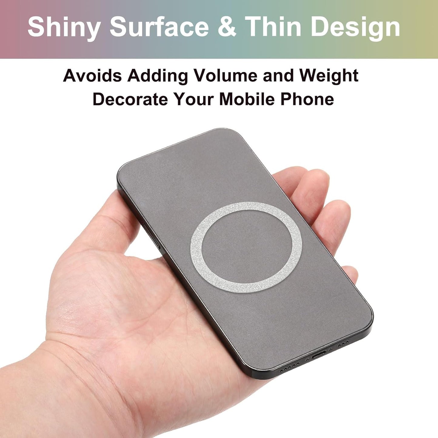 4 uxcell Pcs Magnetic Adapter Ring, Universal Magnetic Wireless Charger Conversion Kit Sparkle Magnetic Metal Ring
