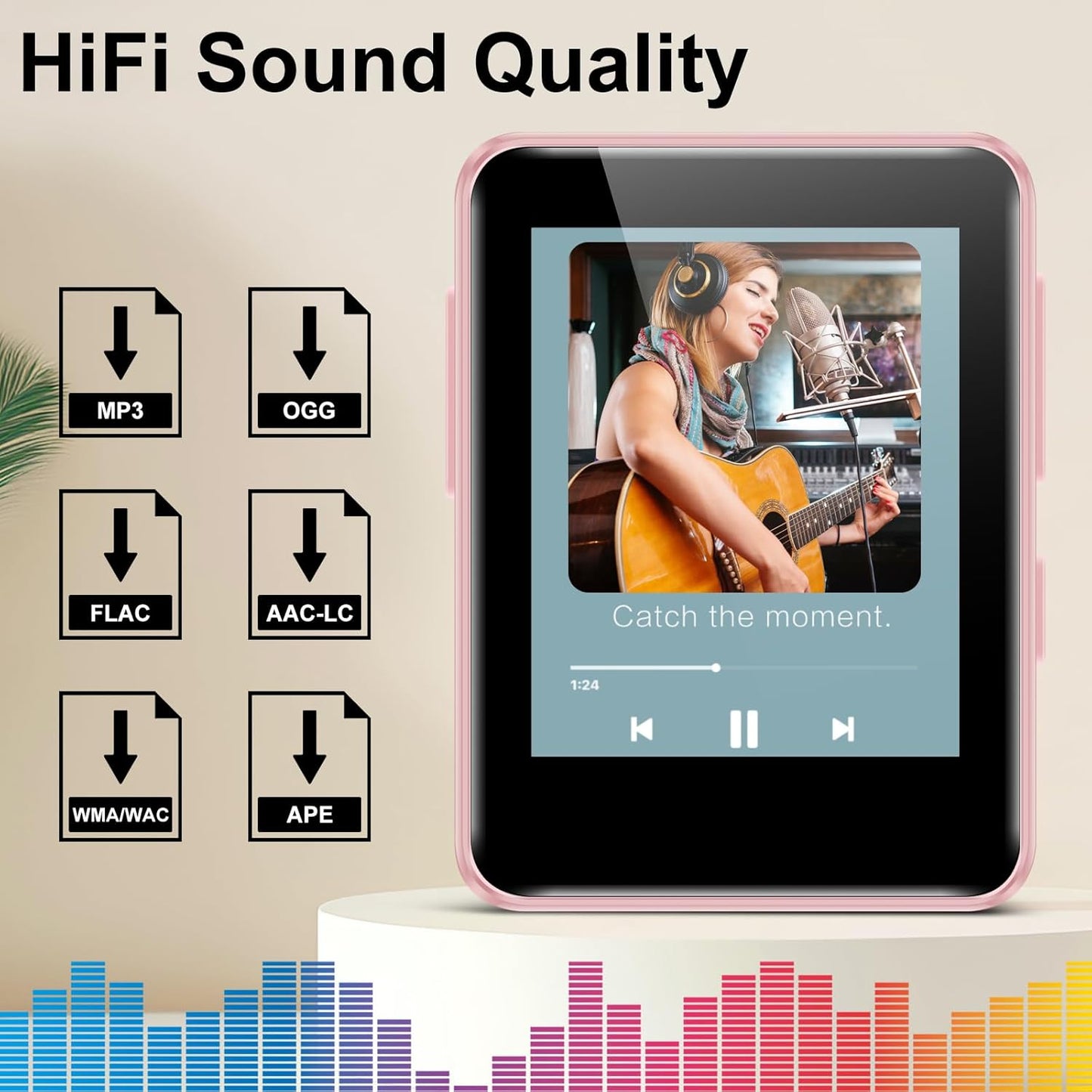 woolynew MP3 1.8 inch 512GB, 32GB Player with Bluetooth, Screen Portable Music Player with Speaker, FM Radio, Recorder
