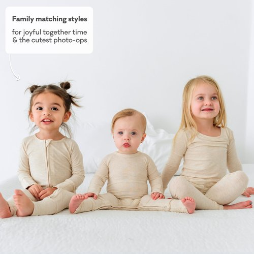 Little Sleepies Pajamas for Baby Boys & Girls, Viscose from Bamboo Baby Pajamas, Snug Baby Sleeper, Toddler PJs, 2-Way Zipper, Heather Oatmeal, 0-3M
