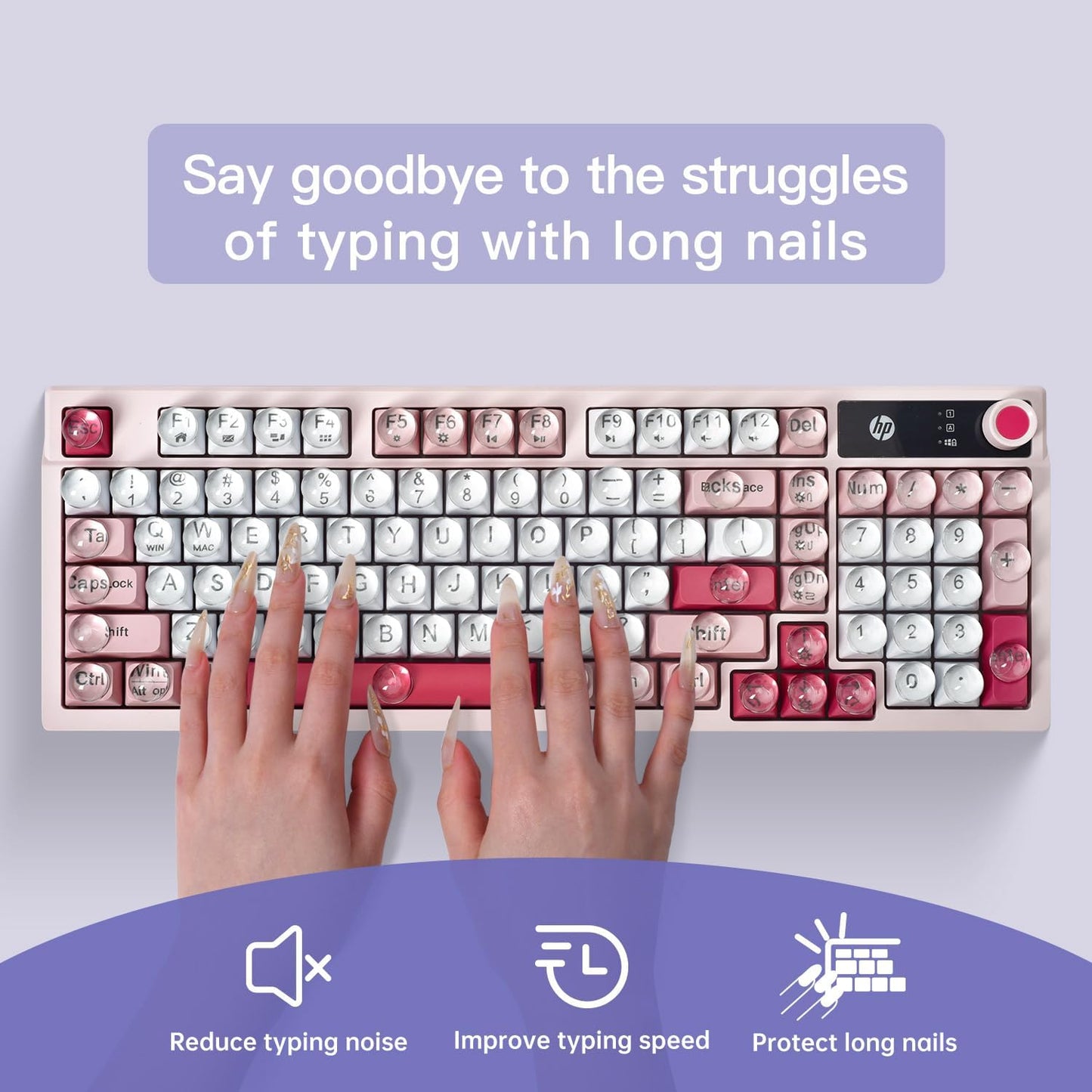 CaseBuy Desktop(110 Pack) Glass Keyboard Cover Stickers for Long Nails - Ultra Clear Raised Keyboard Stickers
