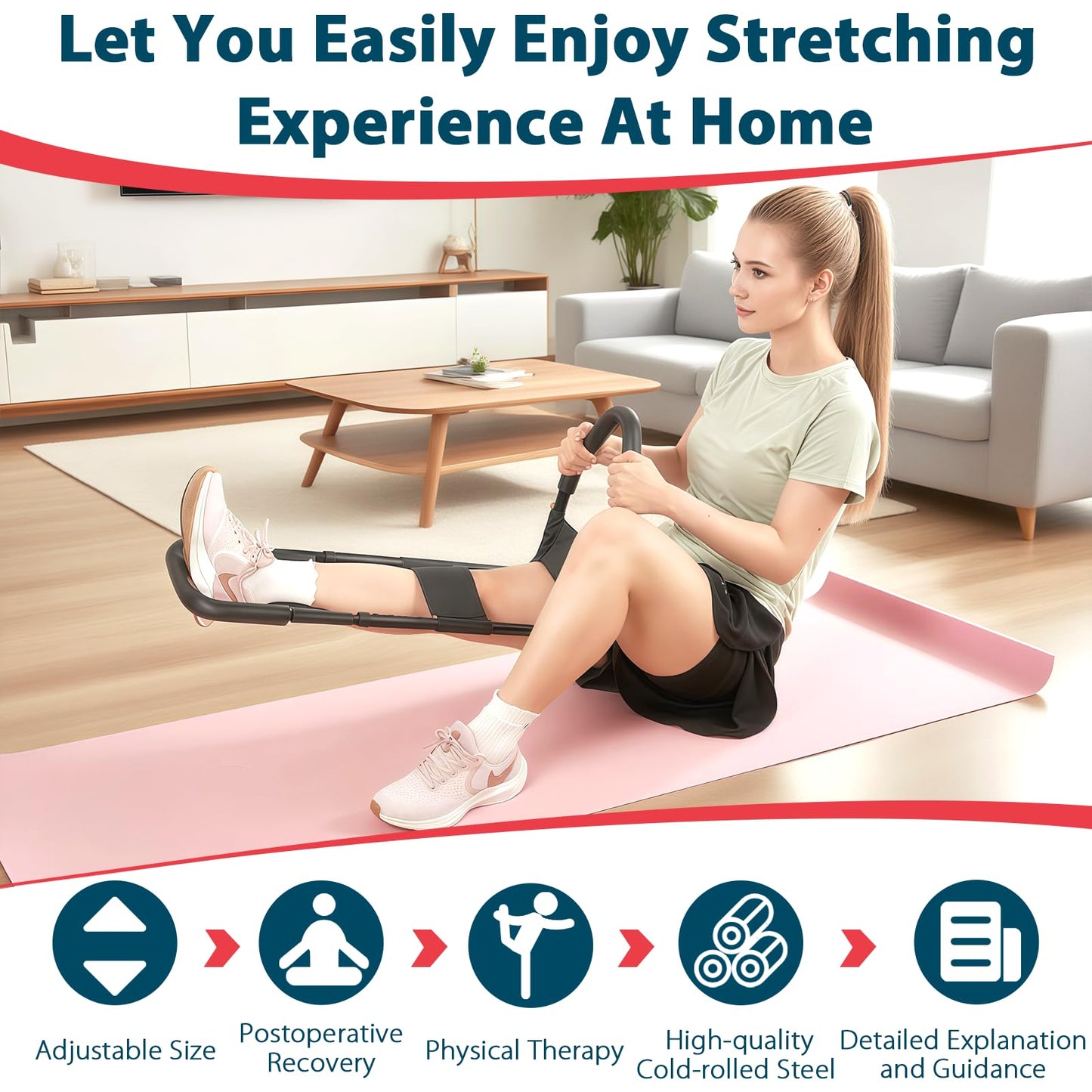 Whiidoom Hamstring Stretcher, Knee Extension Device, Adjustable Lower Back Stretcher, Calf Stretcher, Leg Stretcher and Hip Stretcher for Knee Pain Relief