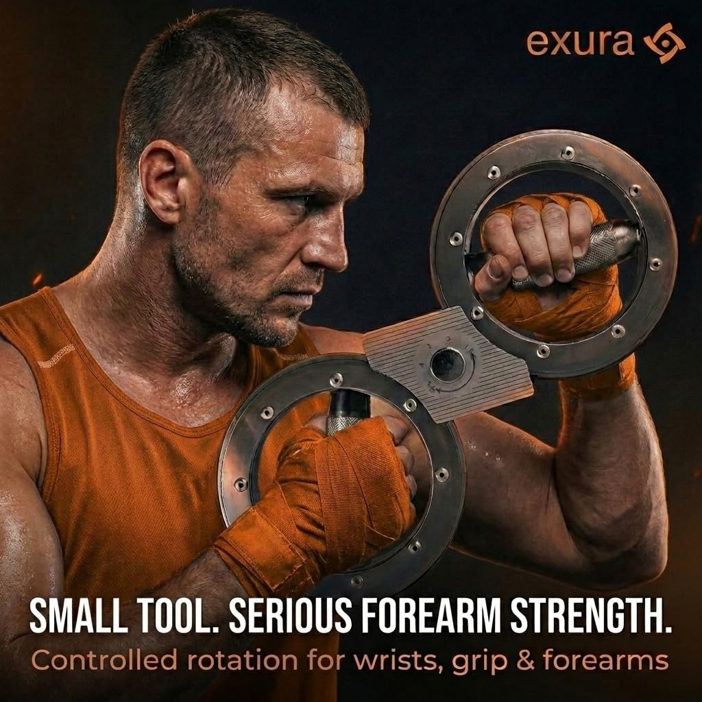 Exura Spinning Rotator Burn Machine, Kinetic Arm Forearm Exerciser & Boxing Rotation Trainer with 12 LB Adjustable Resistance for Rotator Cuff, Shoulder Mobility, Grip & Wrist Strength Titan Training