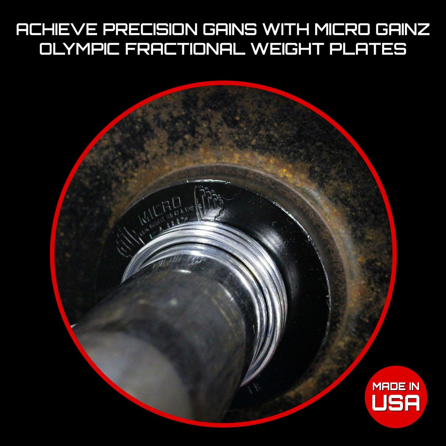 Micro Gainz Calibrated Fractional Weight Plate Set of 2 Plates, Choose Set (.25LB-1.25LB), Designed for Olympic Barbells for Strength Training & Micro Loading Bar Weights, Made in USA (1.25lb Black)