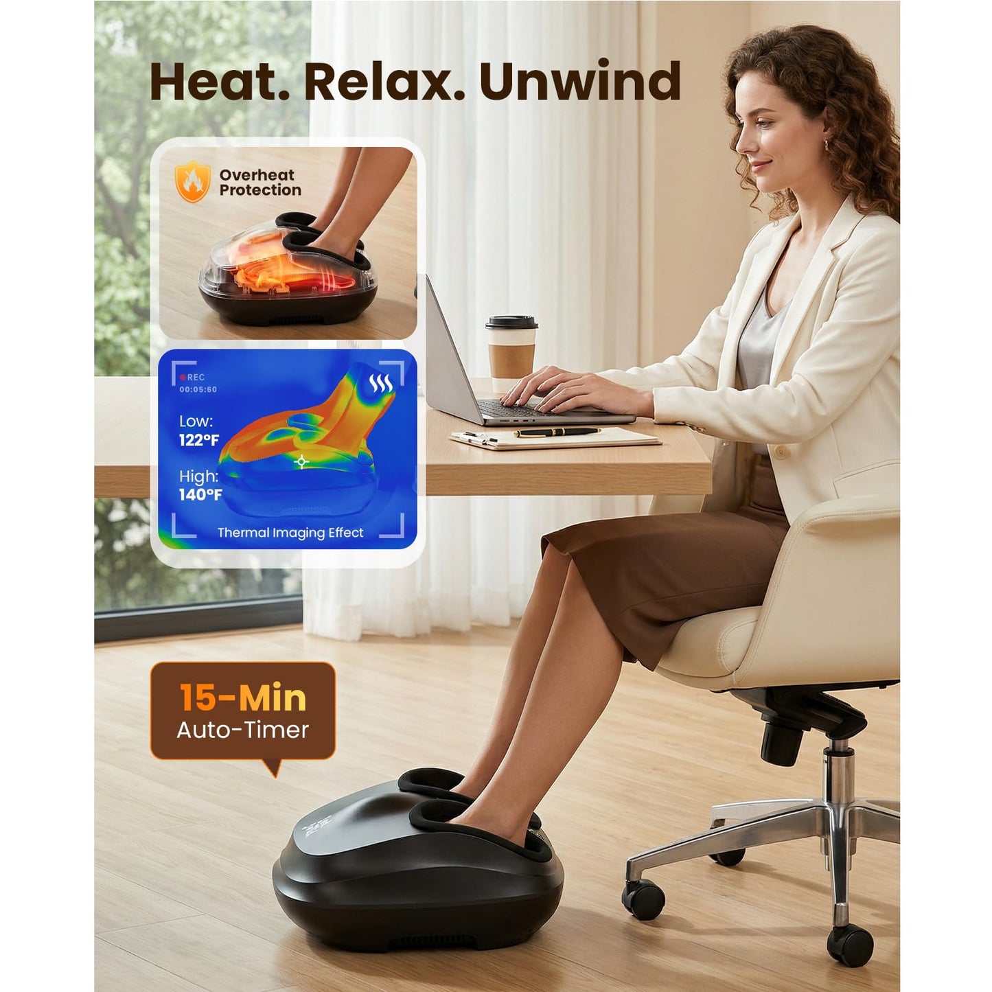 BOB AND BRAD Lite Foot Massager with Heat, FSA-HSA Eligible, Shiatsu Feet Massager with Deep Kneading & Compression, Multi-Level Settings, Fathers Day Gift for Dad Husband