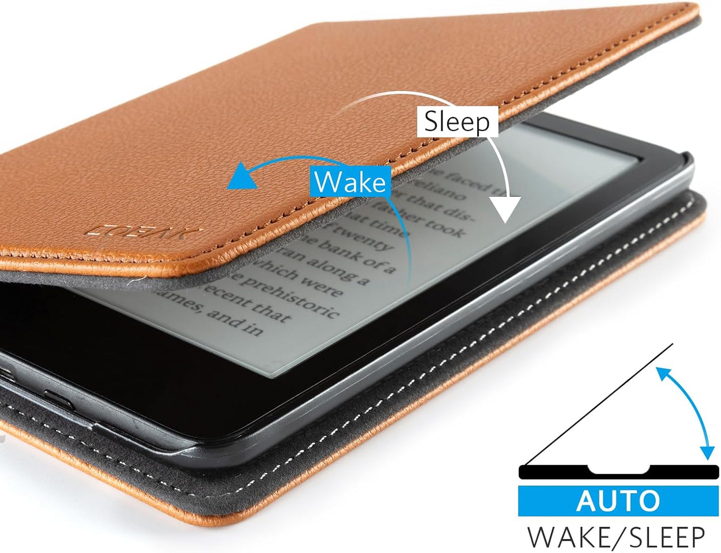 CoBak 6" Case for E-Reader - PU Leather Smart Cover with Auto Sleep/Wake & Hand Strap, not Compatible with Kobo