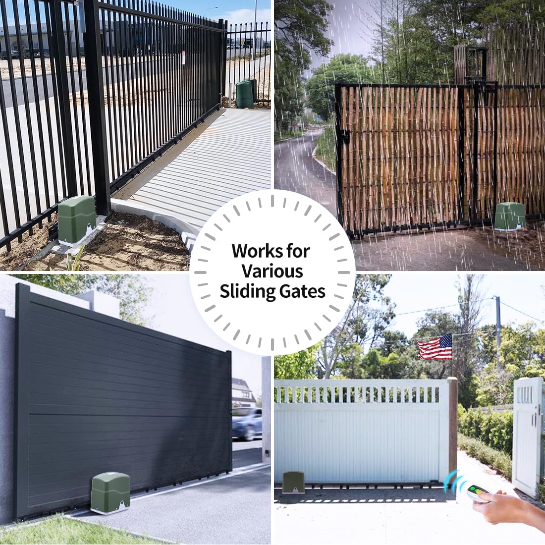 TOPENS RK700T Automatic Sliding Gate Opener Rack Drive Electric Gate Motor for Heavy Driveway Slide Gates Up to 1600 Pounds, Security Gate Operator AC Powered with Nylon Gear Rack and Remote Control