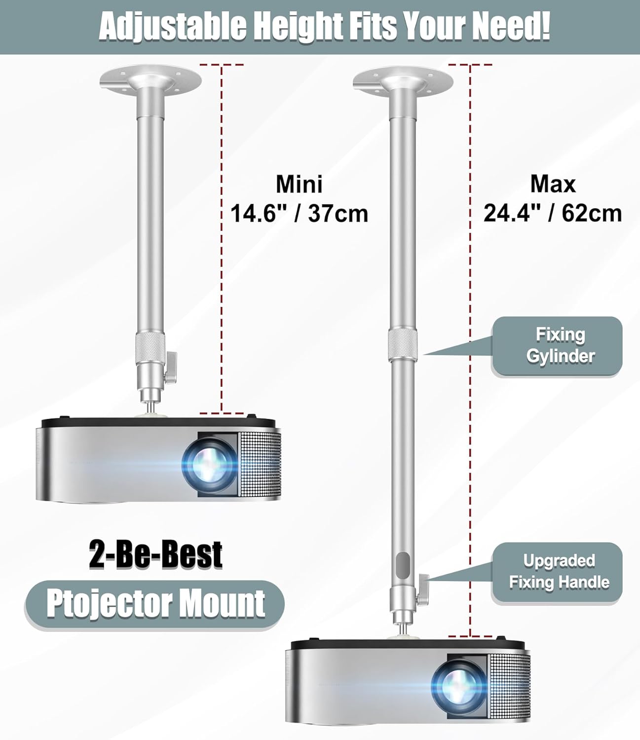 2-Be-Best Mount,14-24in 37-62cm 360 Upgraded Projector / Projector Ceiling Mount Extendable Ceiling Projectors Mounts
