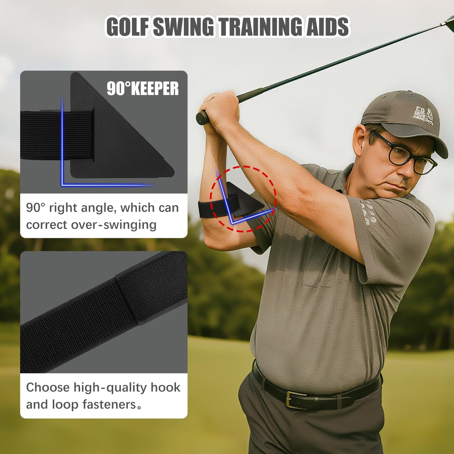 SPOFLY SKW Golf Swing Trainer Aid, 90° Keeper Posture Correction Tool, Professional Swing Accuracy Improvement Aid for Preventing Over Swinging, Portable Training Equipment for All Golfers