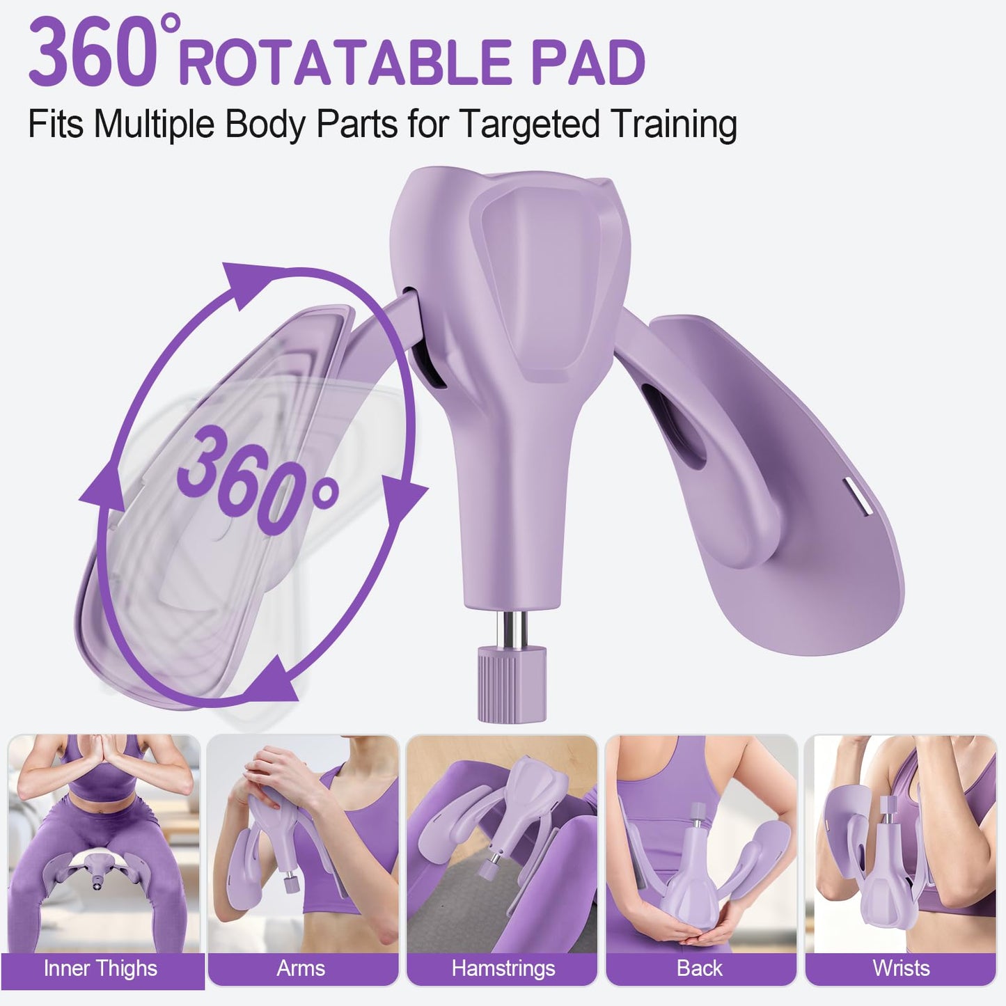 Pelvic Floor Exercise Devices 77 lb Adjustable Kegel Inner Thigh Exerciser and Hip Trainer Workout Equipment for Home Postpartum Recovery Women Men, with Band, Purple