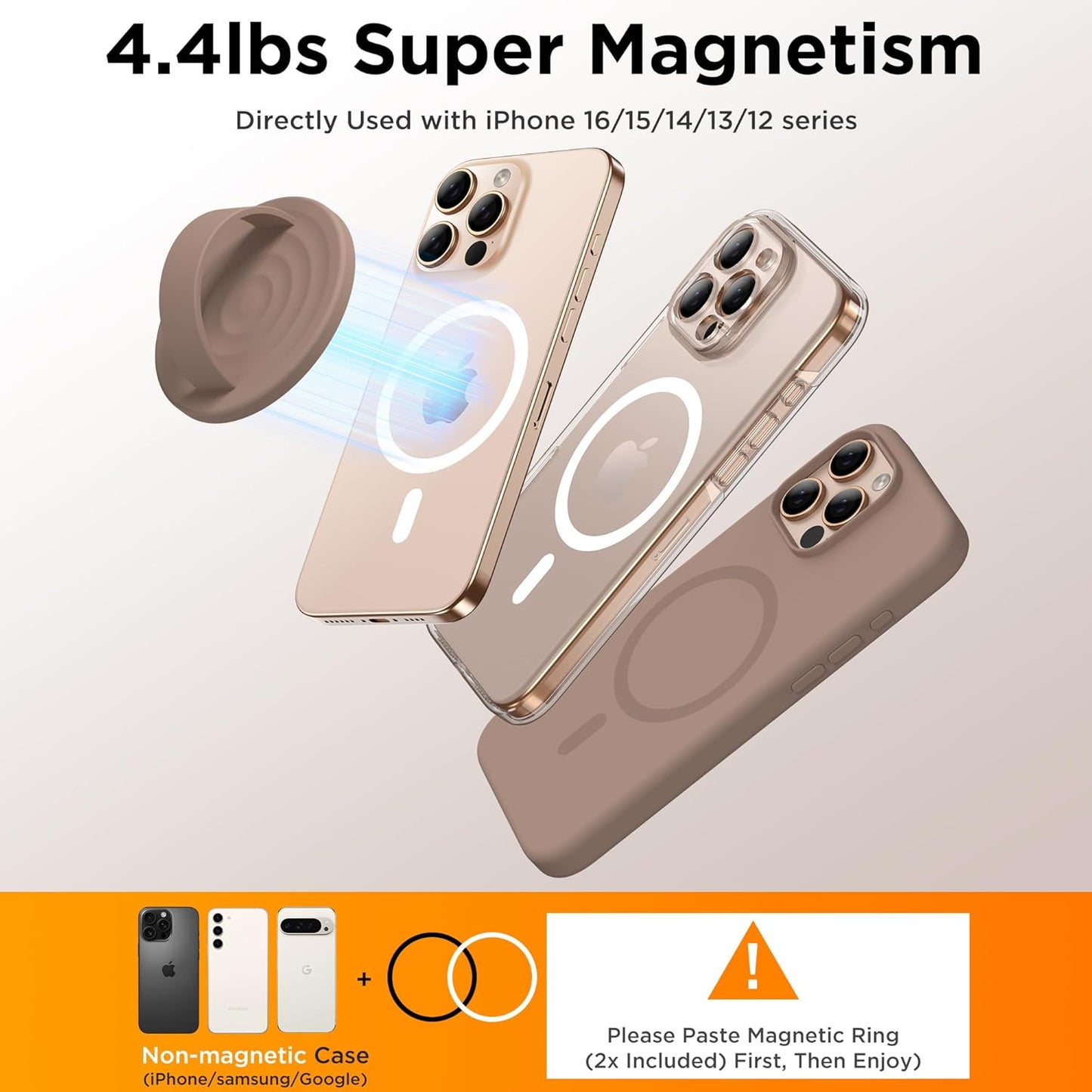COFFKER 17/16/15/14/13/12 Magnetic Phone Grip Ring Holder, Liquid Silicone Magnet Cell Phone Grip Finger Loop