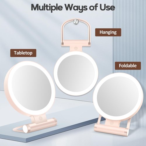 B Beauty Planet Magnifying Mirror with Light 30X, Double-Sided 1X/30X Magnifying Makeup Mirror with Tweezer, 2000mAh 3 Colour Modes with Adjustable Brightness,Foldable Compact Travel Mirror(Pink)
