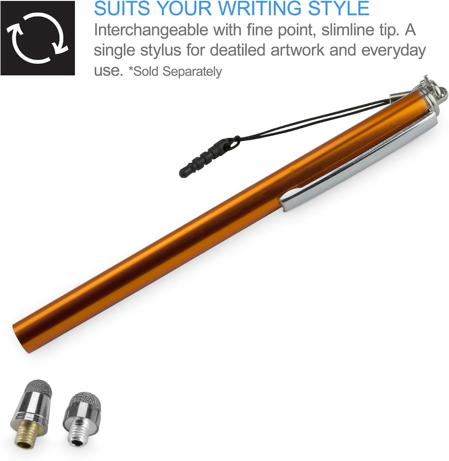 BoxWave Universal EverTouch Capacitive Stylus with Replaceable Tip - Bold Orange, Stylus Pen for Smartphones