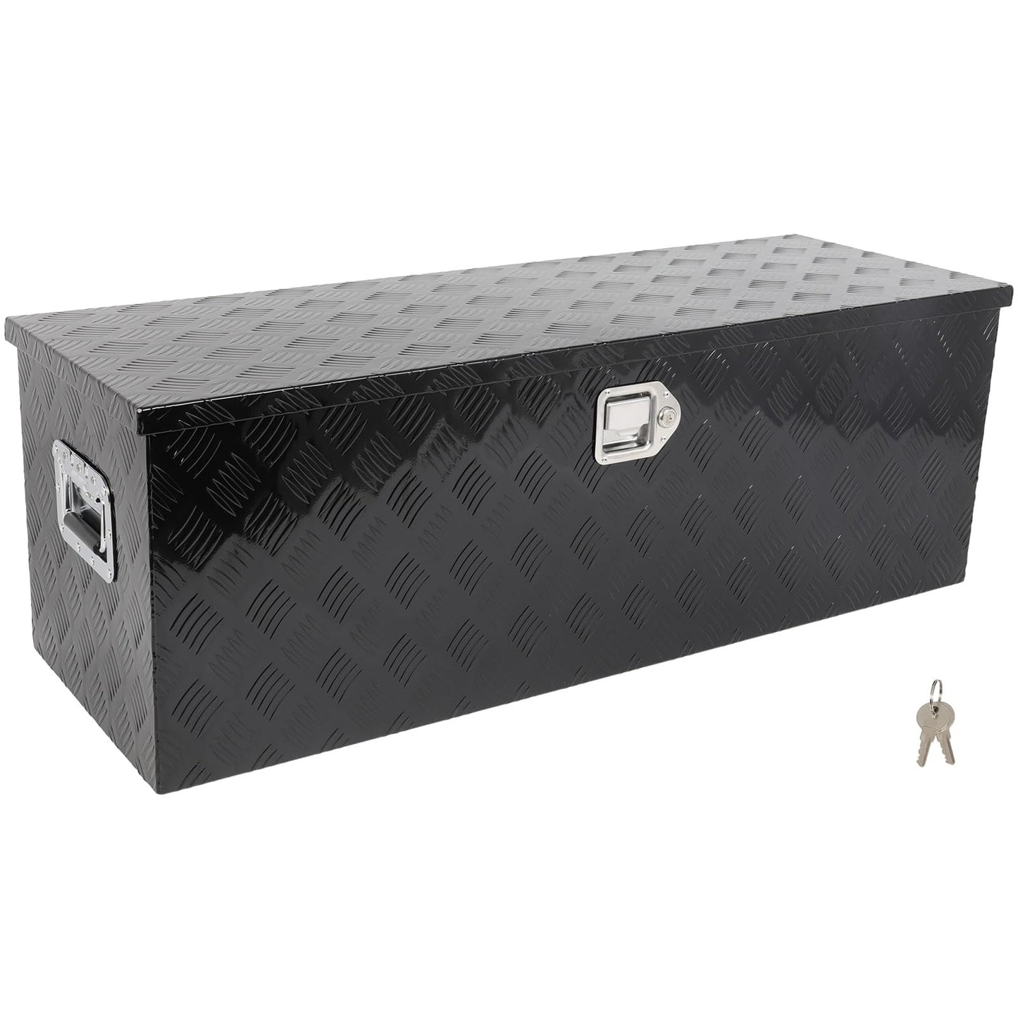 SCITOO 44 Inch Diamond Plate Truck Bed Tool Box,Aluminum Heavy Duty Crossover Storage for Most Full Size Pickups,Lockable Weatherproof Chest,Fits 44" Truck Beds,Easy Access to Load and Unload