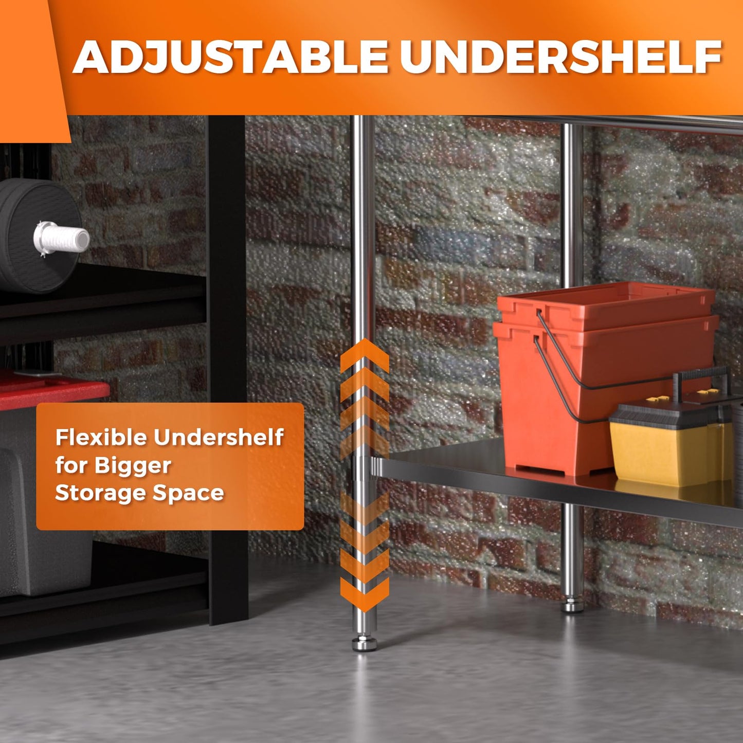 HOCCOT All Stainless Steel Work Table, Heavy Duty Prep Table 24x48 Inch with Stainless Steel Undershelf & Replaceable Feet(Without Casters) Commercial Workstation for Restaurant Kitchen Garage Outdoor