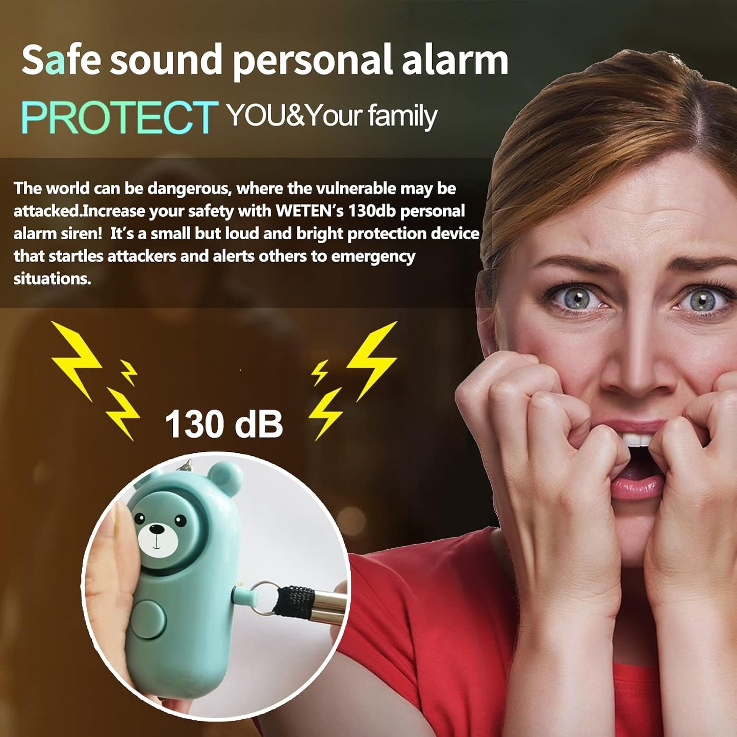 SRTKBEU 2 Pack 130dB Personal Alarms for Women Keychain Safety for Kids Elders, Loud Siren Safe Sound Security Self