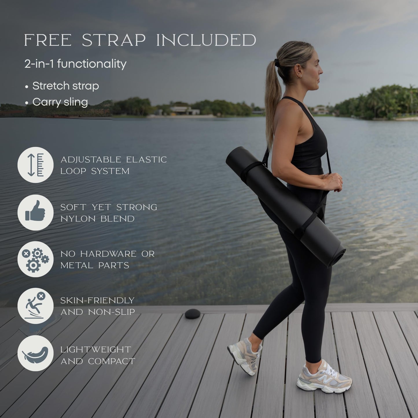 FFLLOOWW Premium Non Slip PU Yoga Mat 72.8” x 26.8” 4.5mm – Eco Friendly Natural Rubber Exercise Mat for Hot Yoga, Pilates & Home Workout with Carry Strap