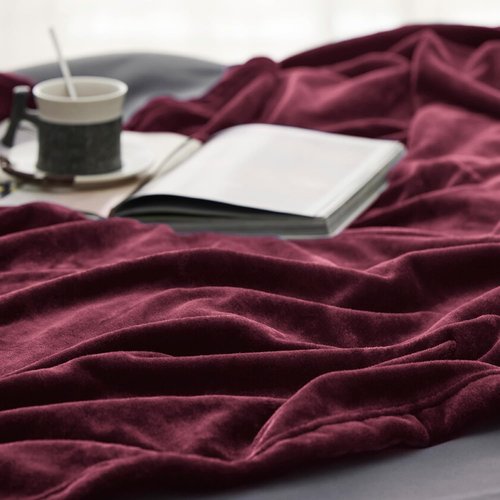 Bedsure GentleSoft Fleece Blanket - Cozy Red Burgundy Queen Size Plush Microfiber, 90x90 Inches