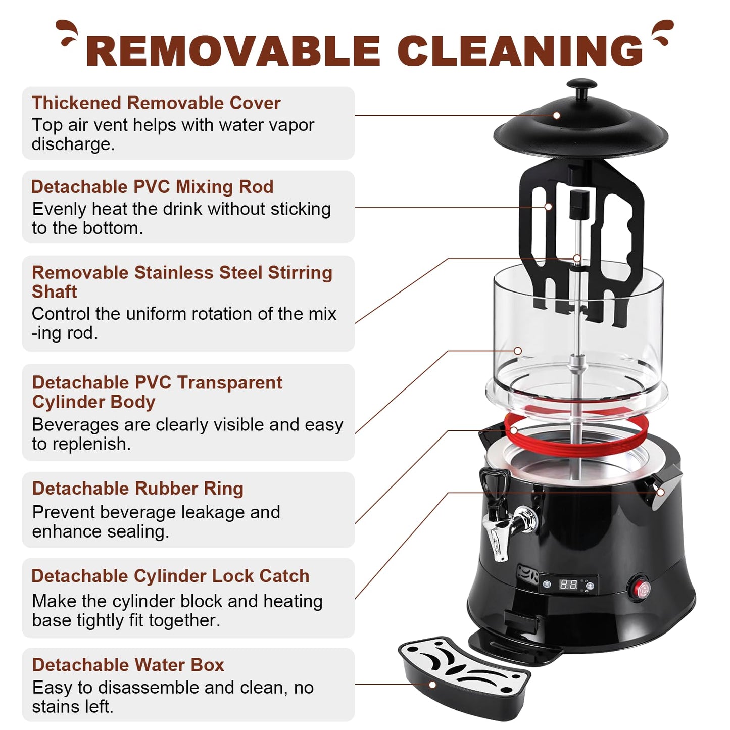 YUCHENGTECH 10L Commercial Hot Chocolate Machine Maker and Dispenser - Beverage Warmer for Heating Coffee, Milktea - CE Certification (110V)