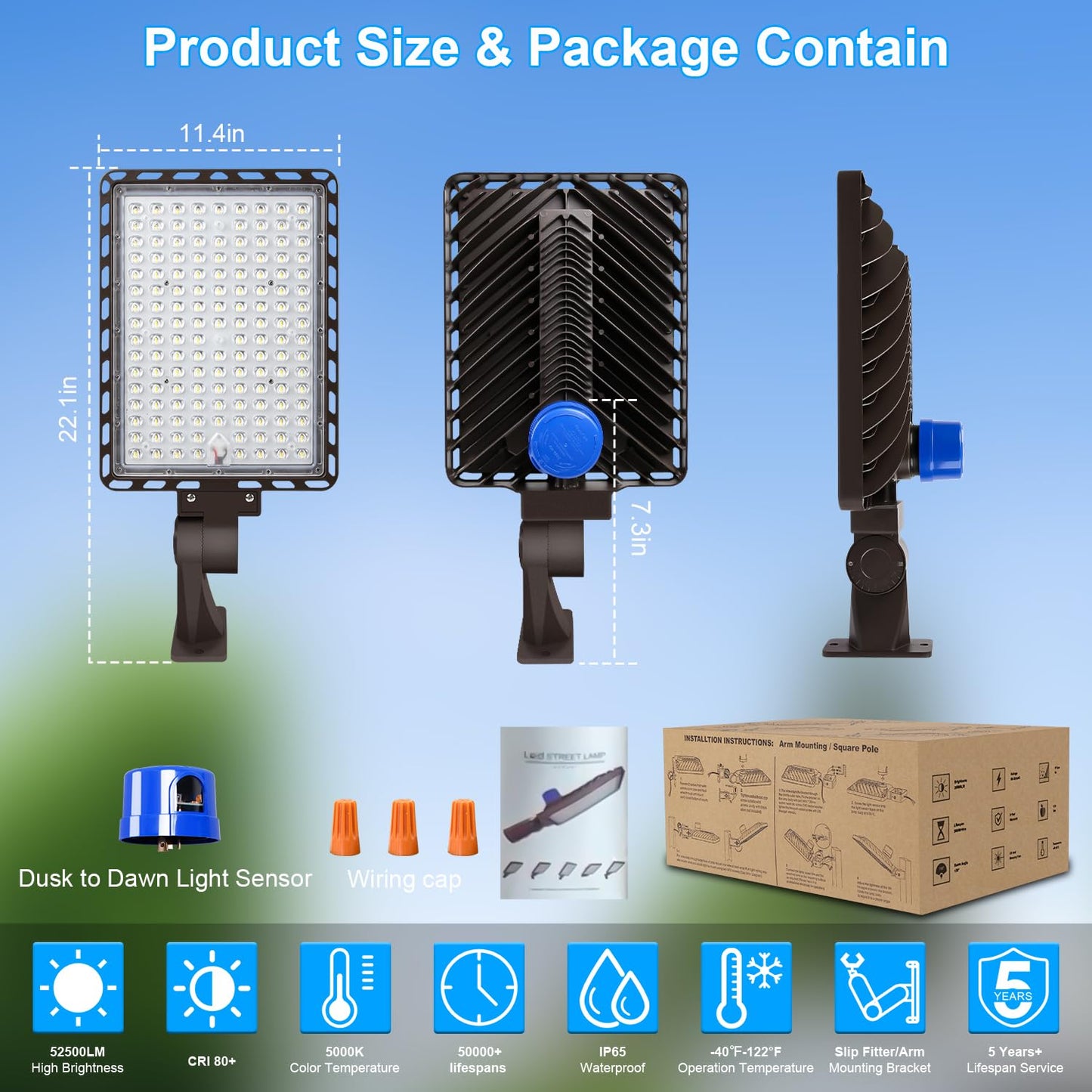 Tomourd 350W Parking Lot Light LED, 52500LM 5000K Super Bright Dusk to Dawn Commercial Shoebox Lights Outdoor IP65 Waterproof Adjustable Heavy-Duty Street Floodlight Security Area Stadium Lighting