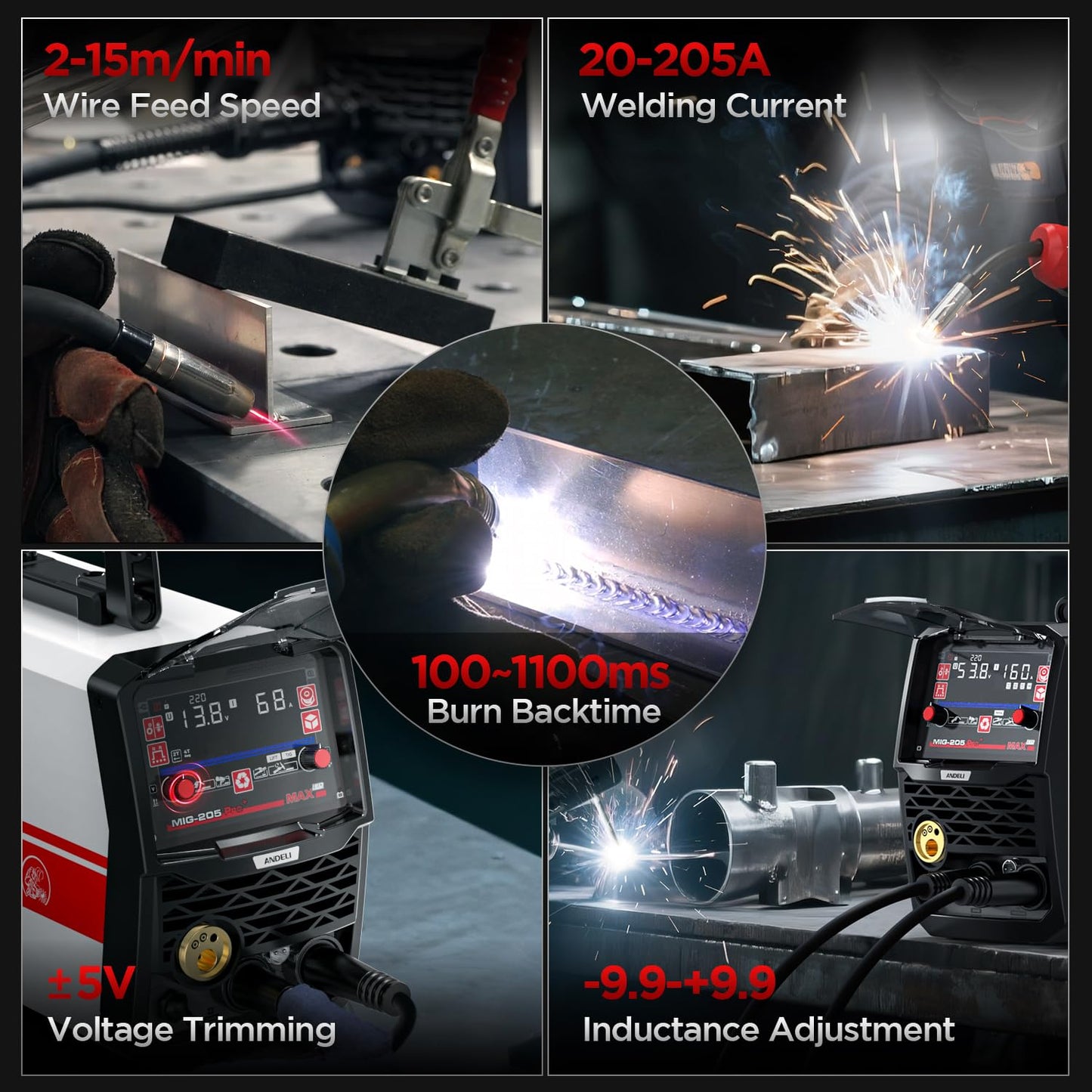 ANDELI 205A MIG Welder & 40Amp 20ft Welder Extension