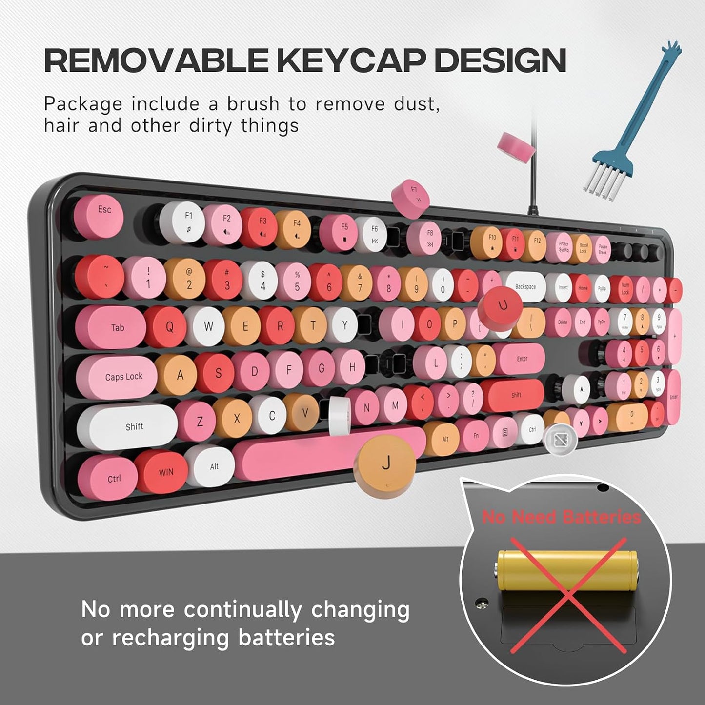 Dilter 104 7 8 10, Wired Keyboard, Keys Full-Sized Typewriter Keyboards, USB Plug and Play Office Keyboard with Number