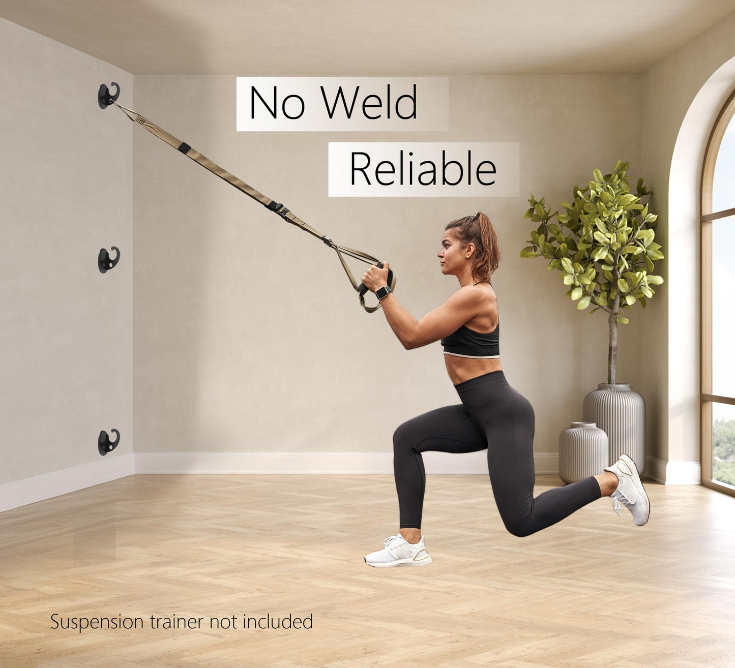 FITKIT 3-Pack Wall Mount Anchor Kit for Resistance Bands, No-Weld Design for Home Gym, Suspension Straps & Physical Therapy