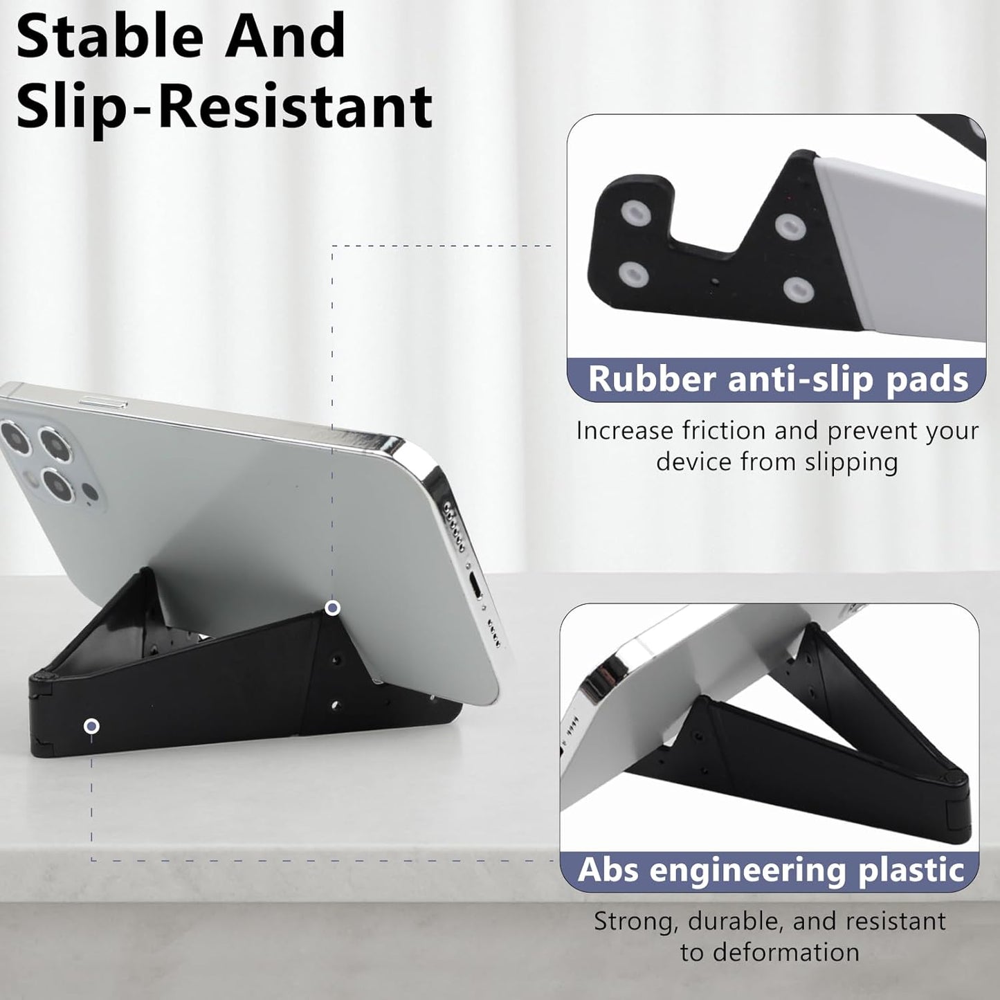Ceemiaa Pack 4 Portable Mobile Phone Stand for Desk, Foldable Pocket Travel Holder, Universal V Smartphone Kickstand
