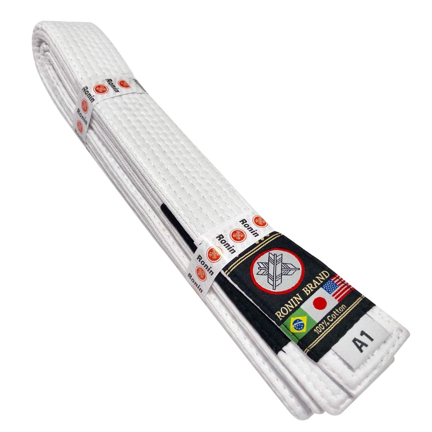 Ronin Brand BJJ Belt for Brazilian Jiu Jitsu Martial Arts Training (White, A2)