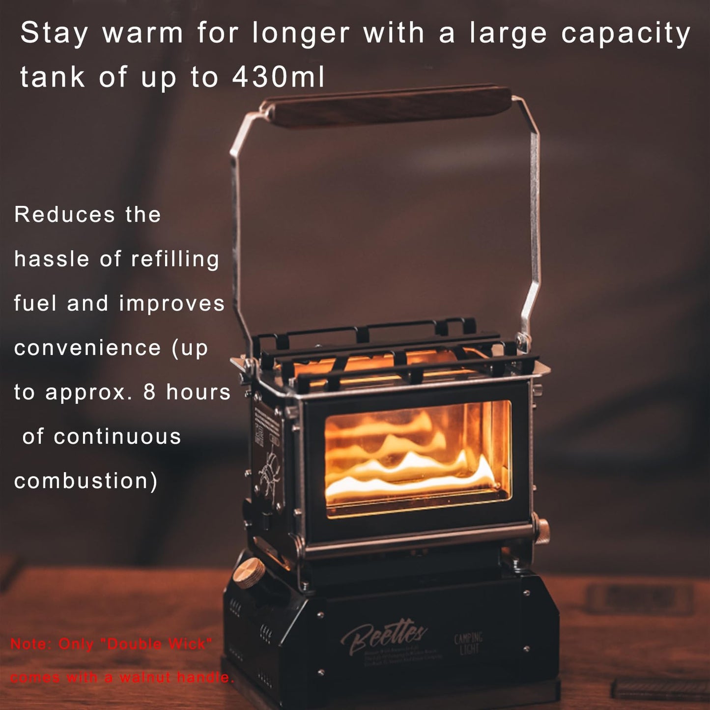 BLACKSOLID JKC 2-in-1 Oil Lantern & Kerosene Stove, 304 Stainless Steel Hurricane Lamp with 2-Sided Flame View & 350ml Tank, Up to 7-Hour Burn, for Camping, Off-Grid & Emergency