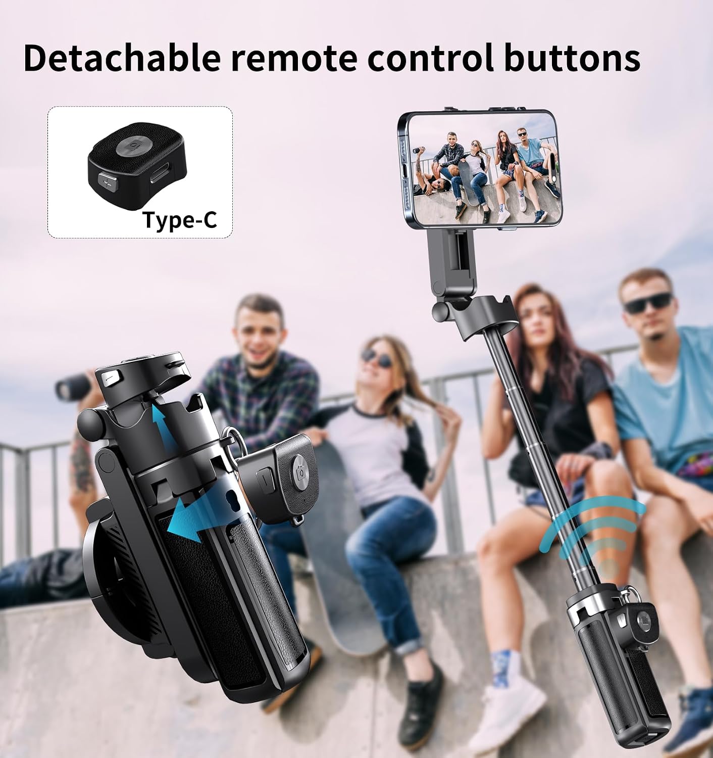 Auduto 16/15/14/13/12 Magnetic Phone Tripod Stand, Portable Mini Selfie Stick for iPhone & MagSafe, Aluminum