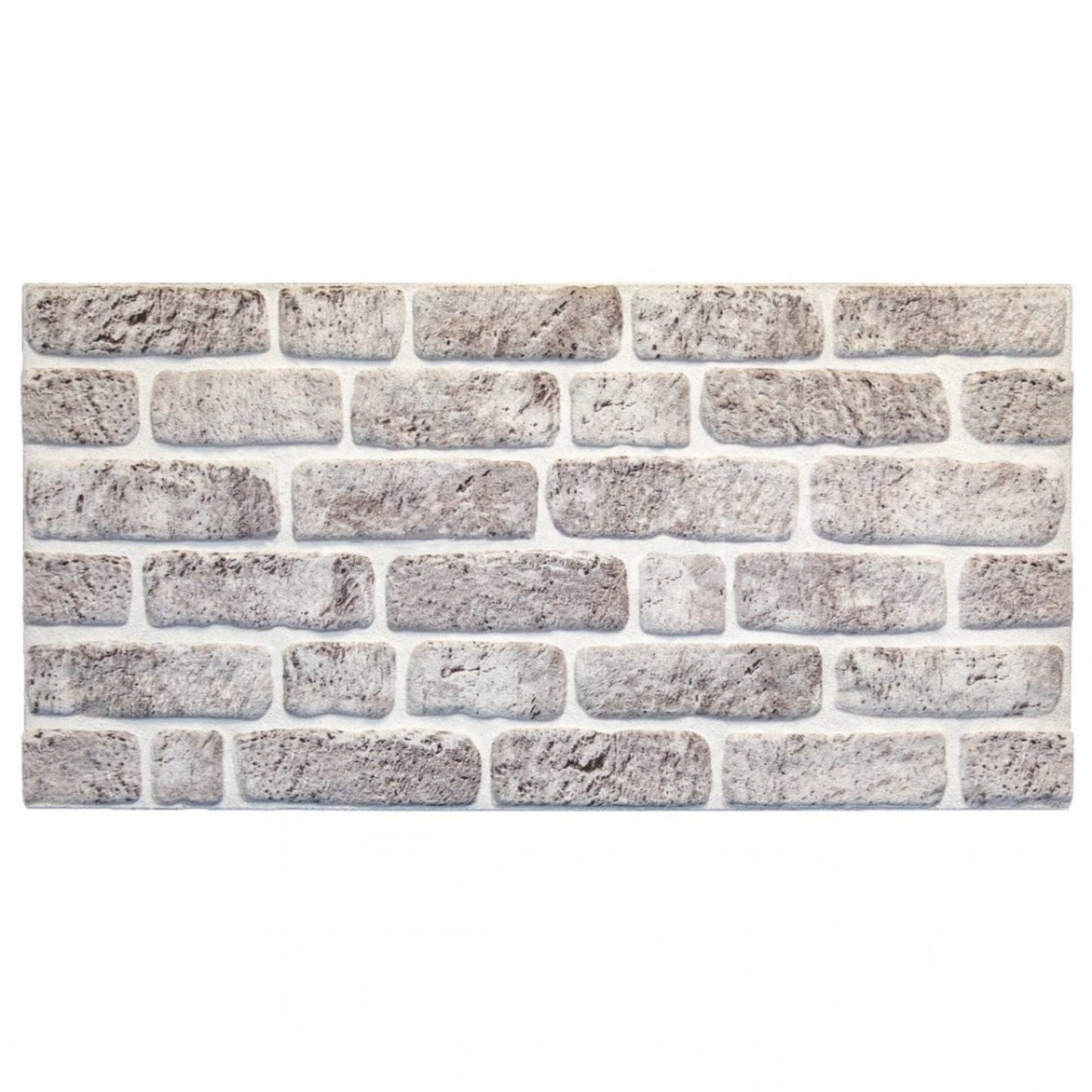 Dundee Deco 3D Wall Panels Faux Brick - Cladding, White Grey Stone Look Wall Paneling, Styrofoam Facing for Living Room, Kitchen, Bathroom, Balcony, Bedroom, Set of 5, Covers 27 sq ft