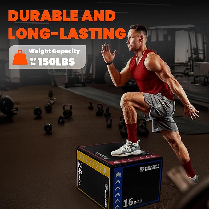 Plyo Box, 3-in-1 Foam Plyometric Jump Box, Box Jump for for Home Gym Training Fitness Workout Exercise, Multiple Colors