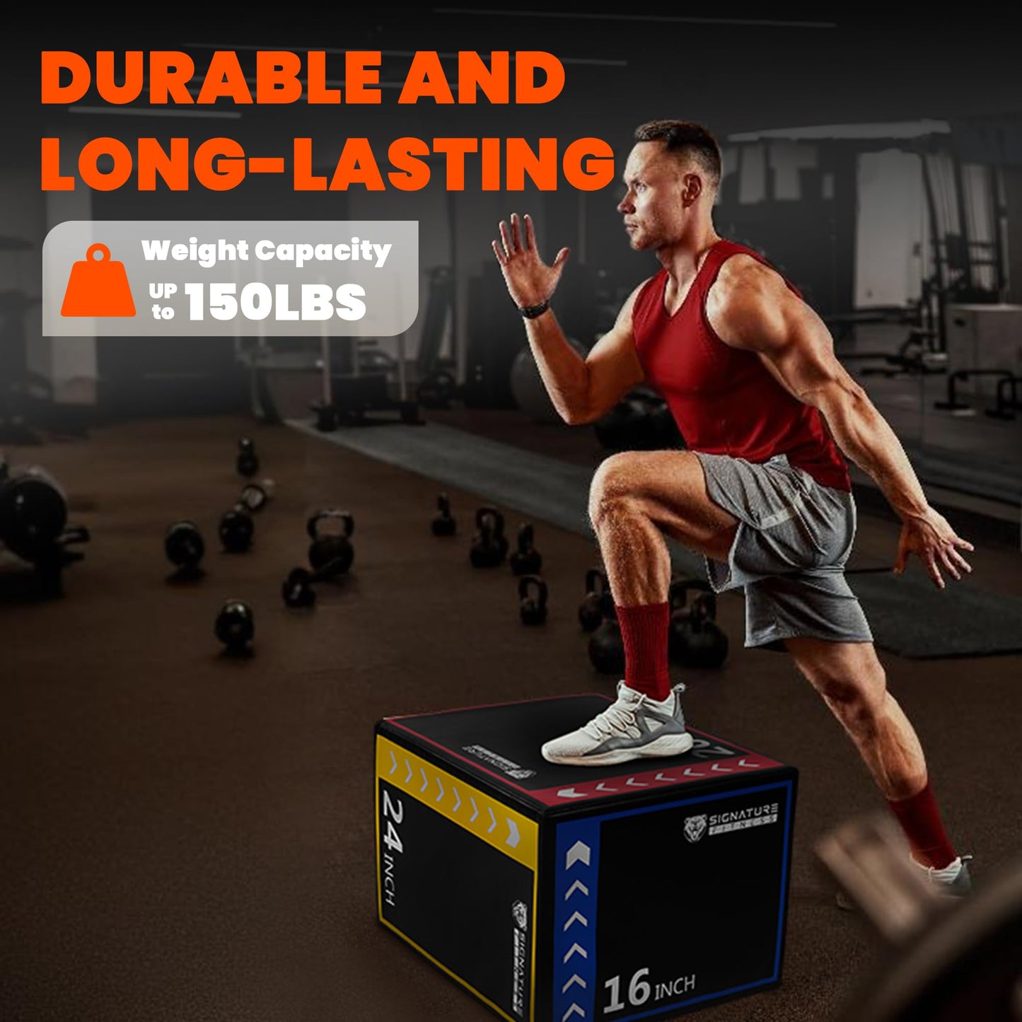 Fitvids Plyo Box, 3-in-1 Foam Plyometric Jump Box, 16”x20”x24” Box Jump for for Home Gym Training Fitness Workout Exercise
