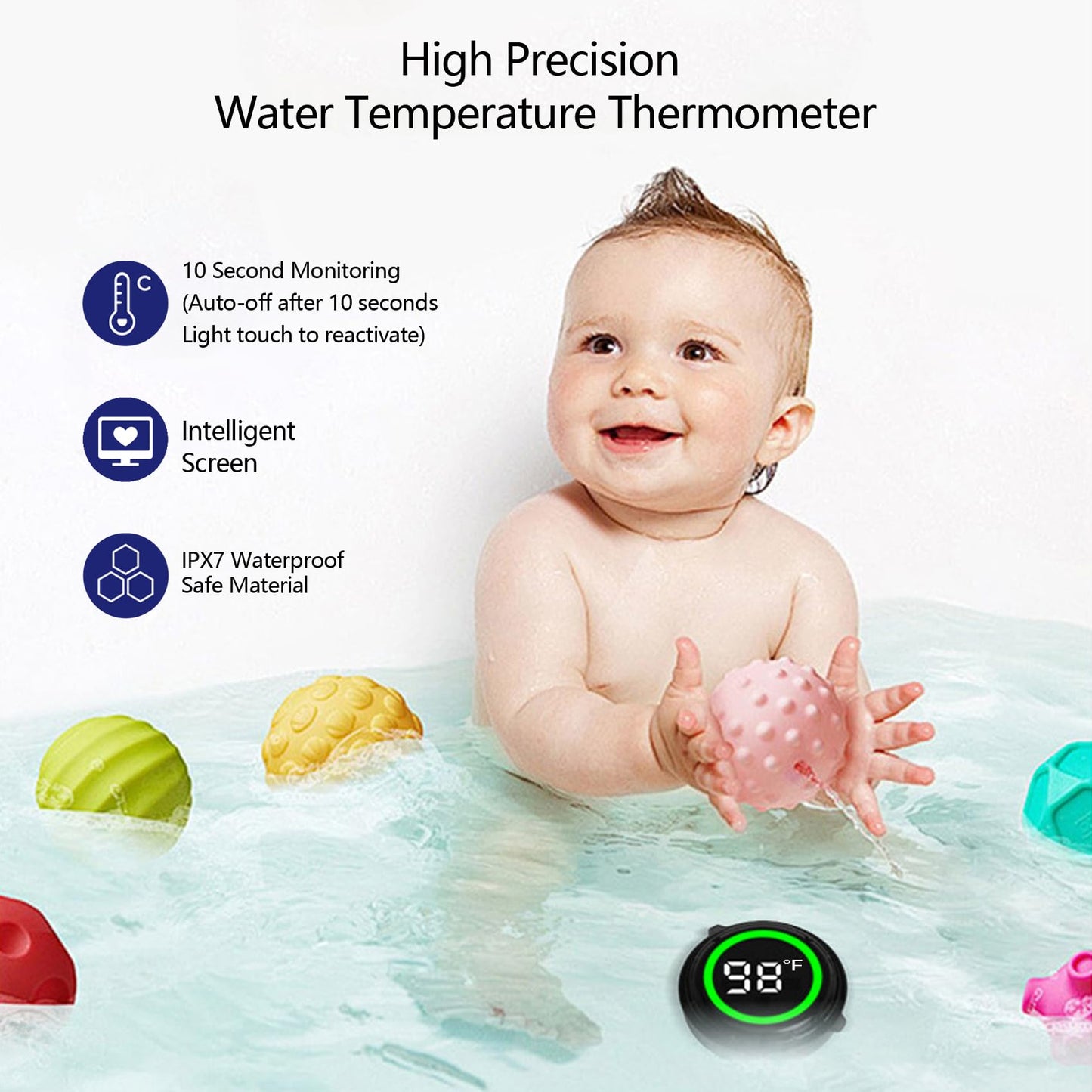 2 Pack Waterproof Floating Water Thermometer for Ice Bath, Swimming Pool, Bathtub