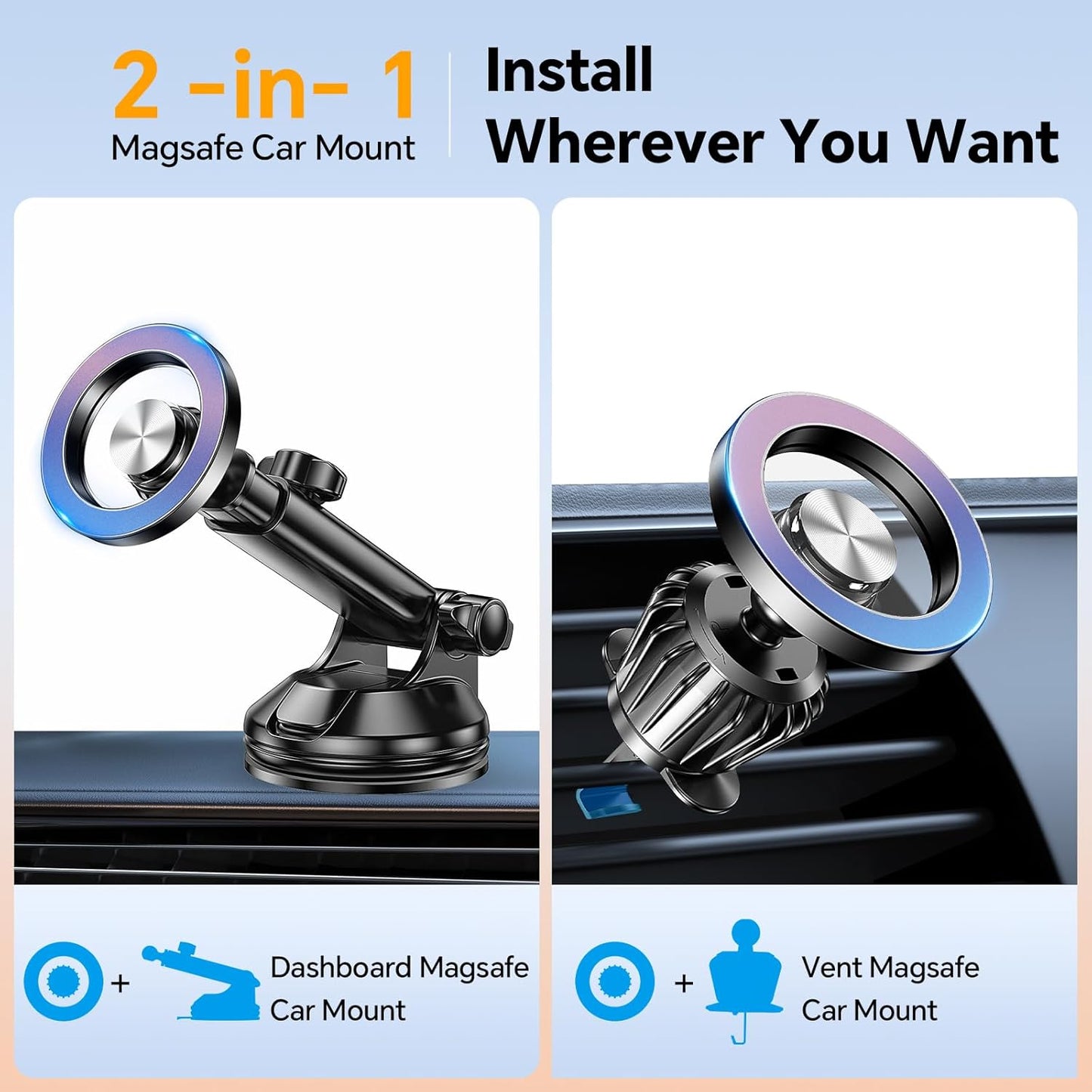 Coolpow 17 16 for MagSafe Car MountWindshield+Vent+DashMagnetic Phone Holder for Car Phone Holder Mount Cell Phone