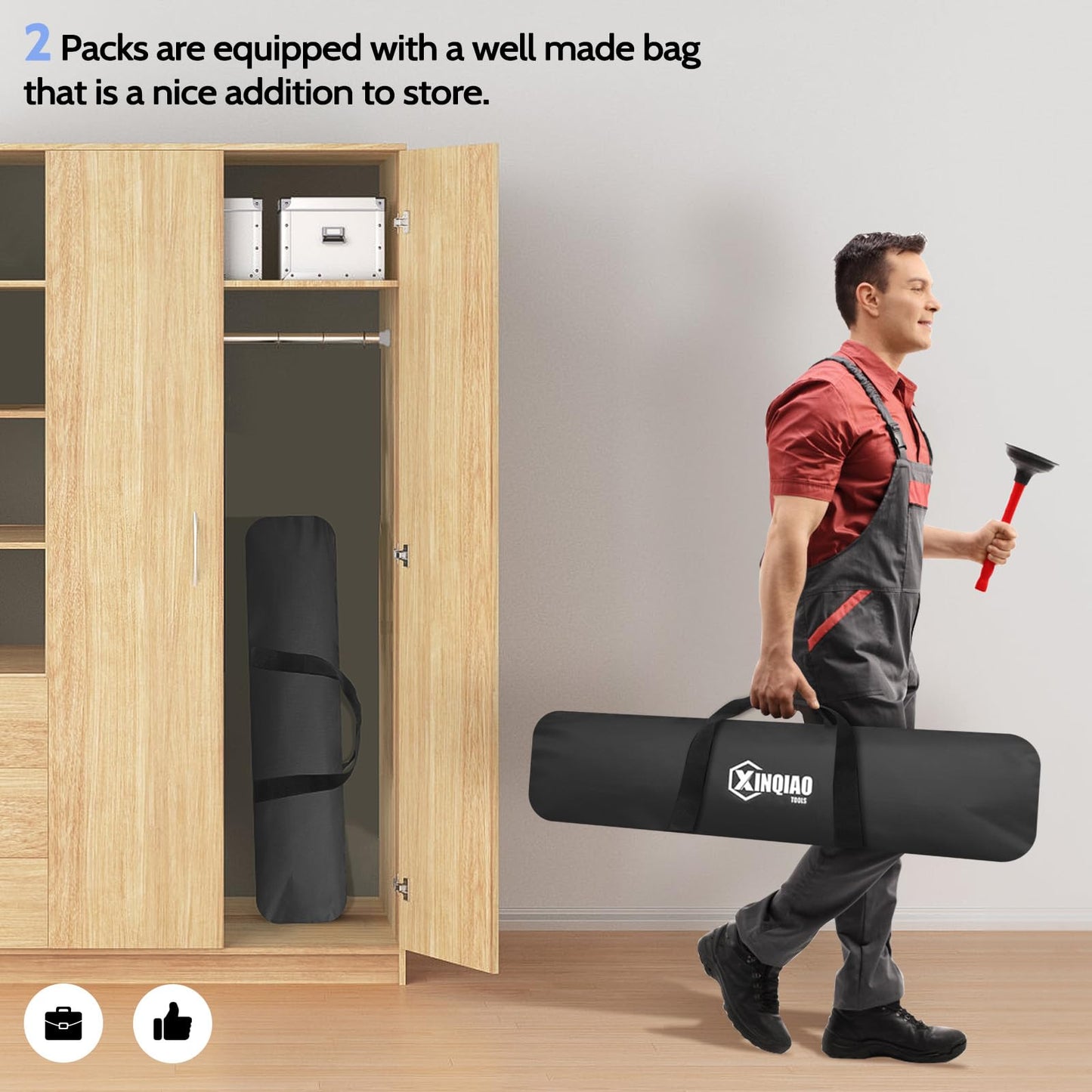XINQIAO Cabinet Jacks for Installing Cabinets, Heavy Duty Third Hand Support System Adjusts from 27.6 in to 45.3 in, 4 PCS