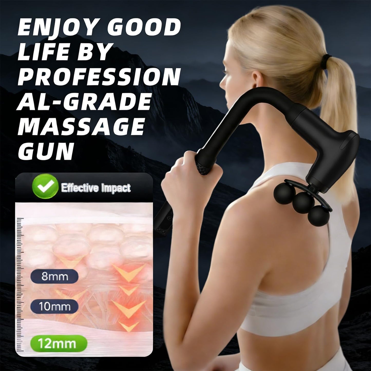 HISBO Massage Gun with Upgraded Extension Handle, Massage Gun Deep Tissue - Back Massager for Relief Deep Tissue, Muscles/Neck/Shoulders/Waist/Legs Massager,5 Replaceable Heads&9 Speed Levels (Black)