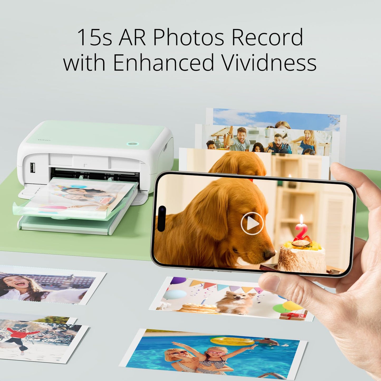 YOTON Photo Printer with 162 Sheets (4"x6") & 3 Ink Ribbon, Support AR Video Printing, WiFi Connection, Portable Photo Printer for iPhone/Android/Laptop