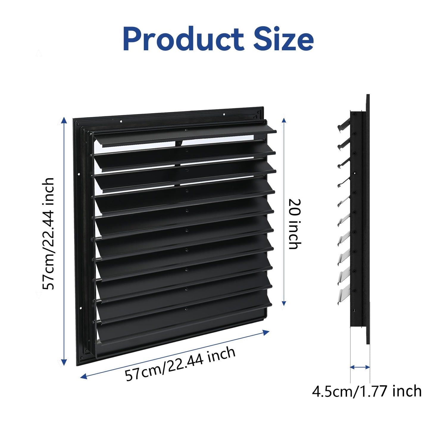 AIWFL 20 Inch Aluminum Automatic Gravity Shutter Louver Vent, 2 Pack Square Automatic Exhaust Shutter Louver Vent for Greenhouses, Garages, Attics, Workshops, Barn