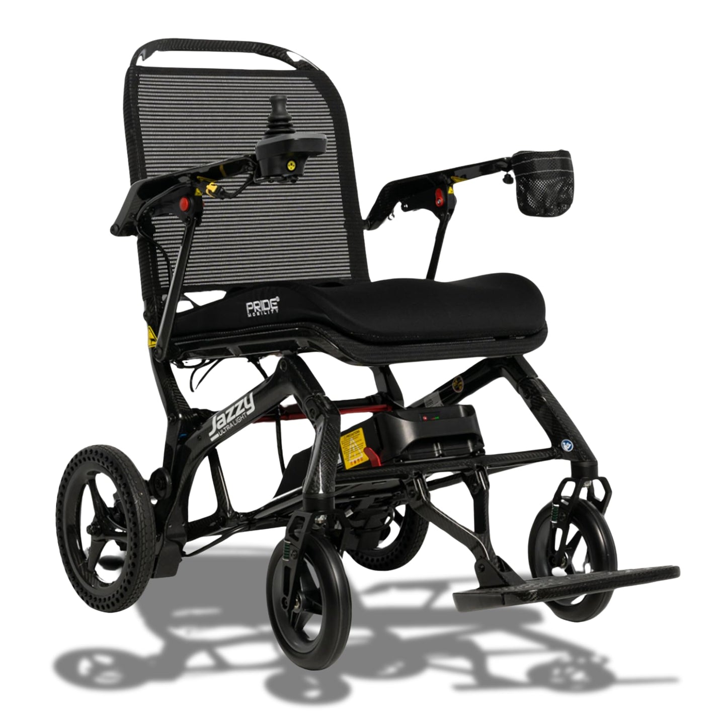 Pride Mobility Jazzy Ultra Light Folding Travel Power Chair - 300 lbs Capacity, 3.69 mph, Lightweight Foldable Electric Wheelchair for Travel Seniors, Adults – 10Ah Airline-Approved Battery (Black)