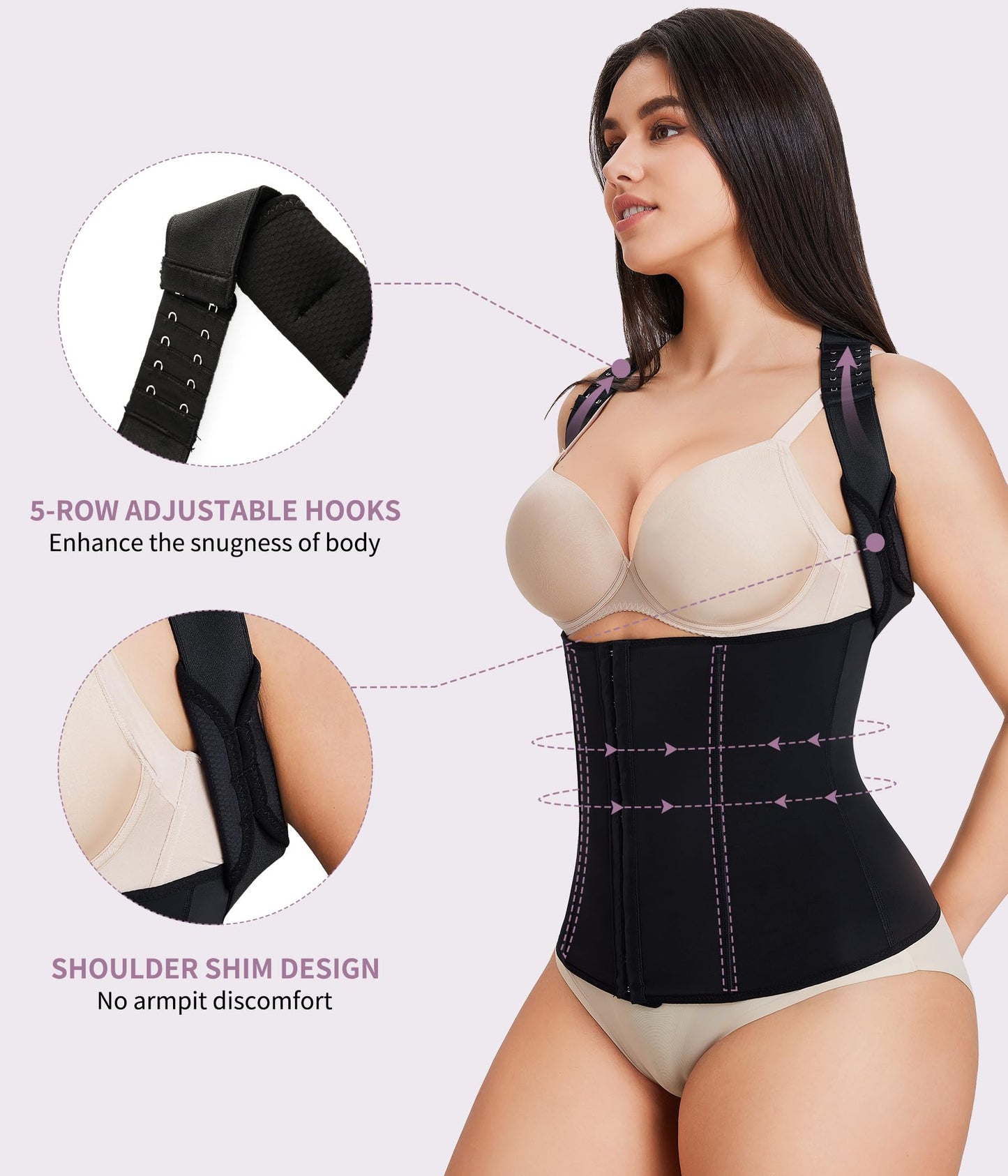 YERKOAD Back Brace Waist Trainer for Women Back Straightener Posture Corrector Adjustable Full Back Support Brace 3X-Large Black