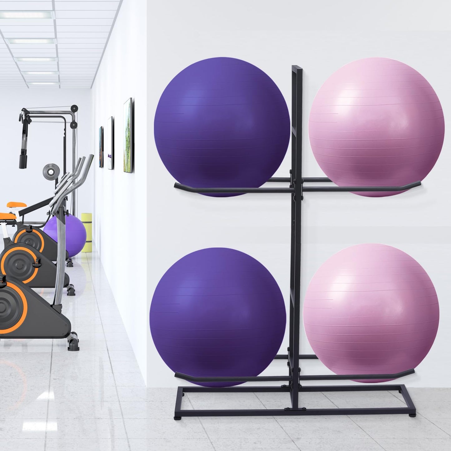 MEIPEIQIZHI Medicine Ball Rack, Stabilising Ball Rack, Yoga Ball Holder Exercise Ball Holder Equipment Storage Rack for ommercial Gym, Studios, Home Gyms