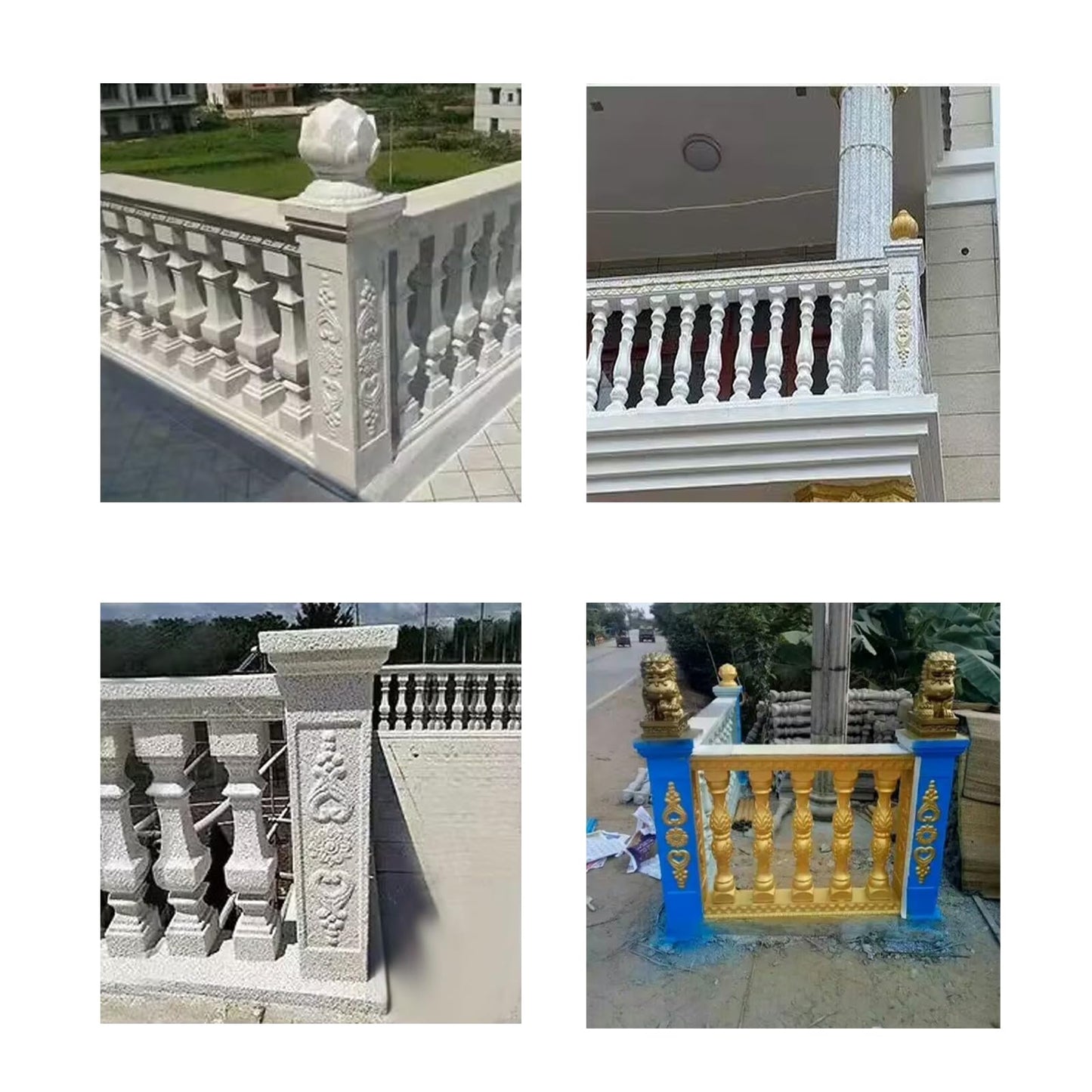DIYUNIMOULD Concrete Balcony Mold, 26.78 Inches Balcony Spacing Column Mold for Garden Park Balcony Decoration (Floret), White