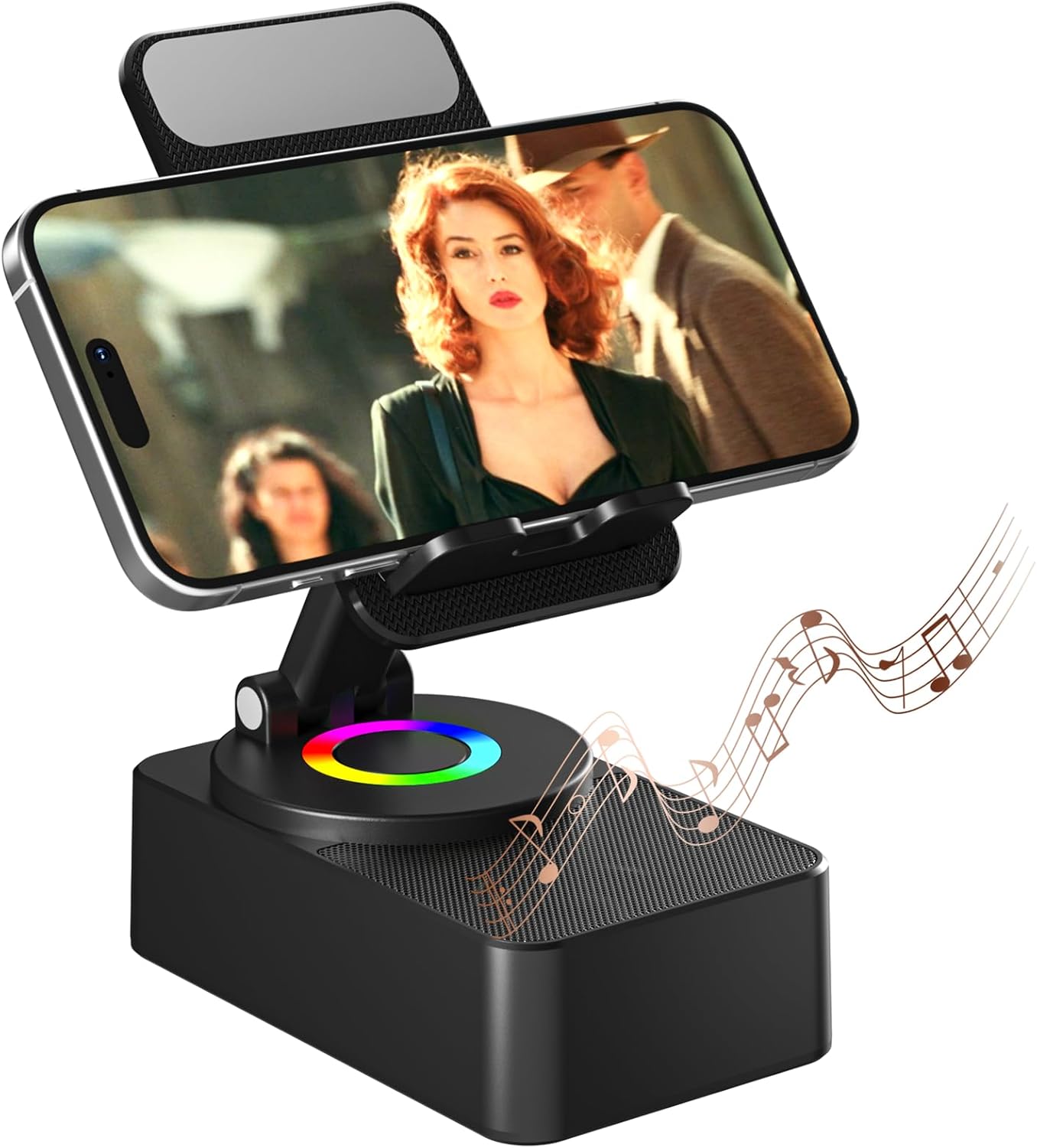 voijump Cell Phone Stand with Wireless Bluetooth Speaker, LED, Anti-Slip Base HD Surround Sound,Perfect