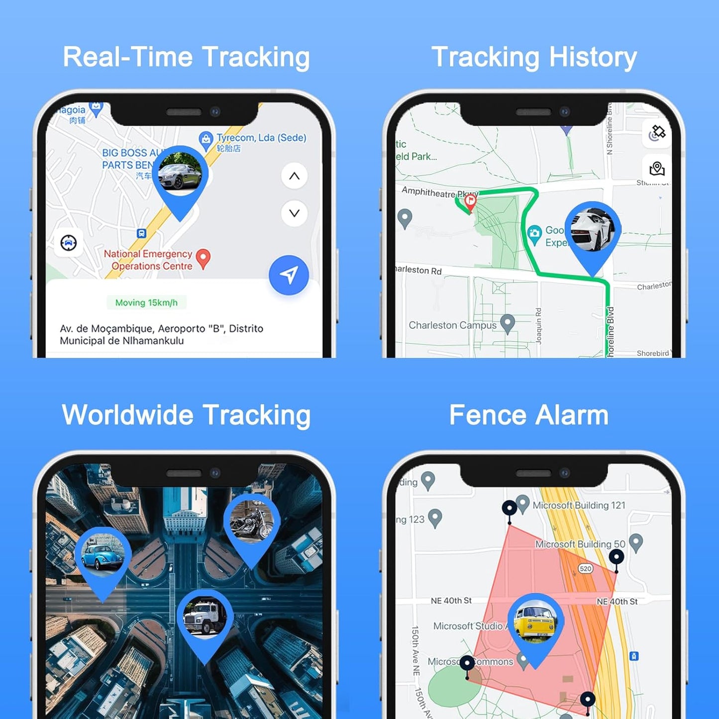 wanwaytech 4G 7500mAh GPS Tracker Vehicle - LTE Real-Time GPS Tracking Device for Cars/Trucks, Battery, Worldwide