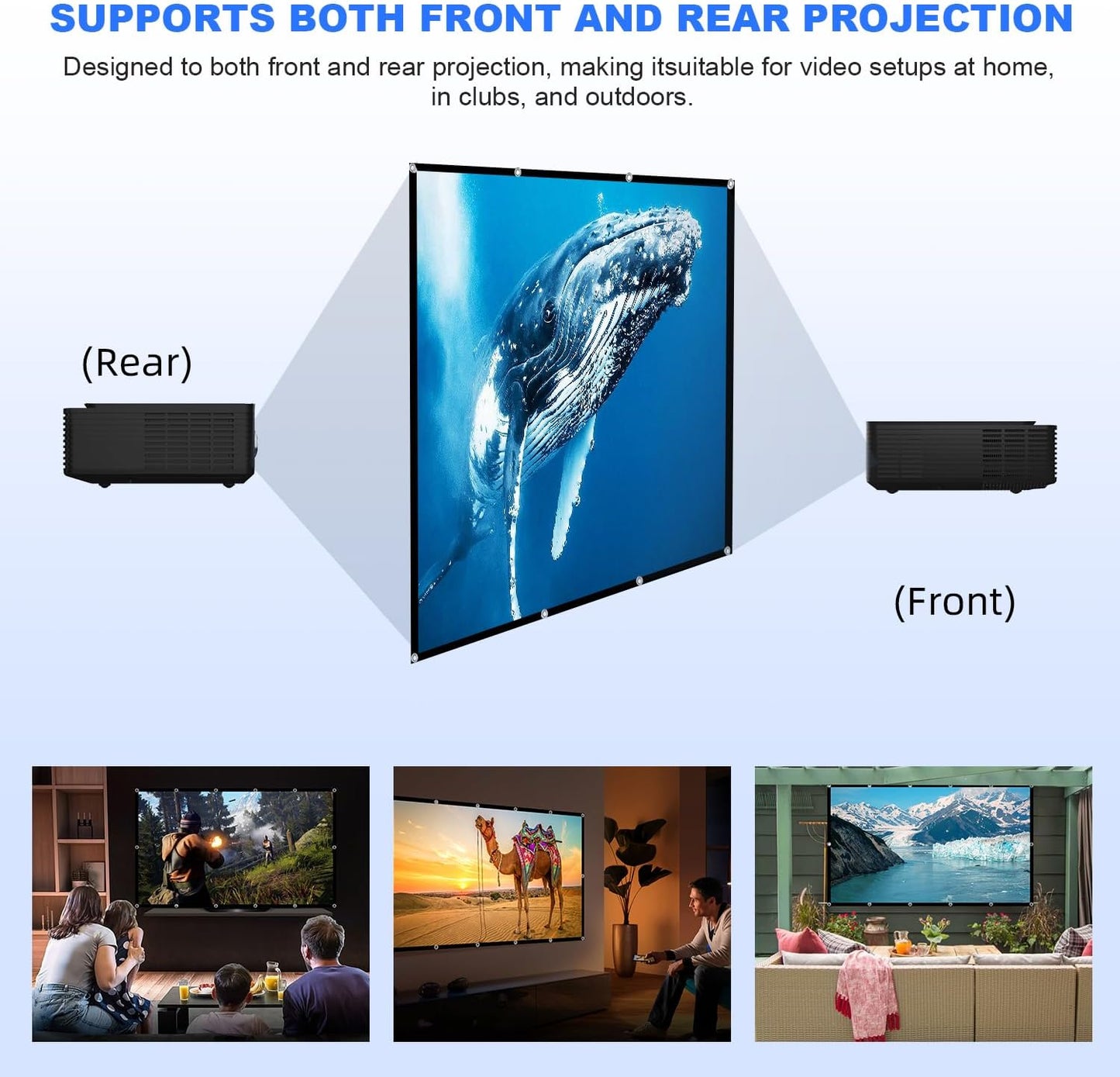 DUYIKJ 130 inch 4K 16:9 Projector Screen, Projection Screen Foldable Washable Anti-Crease Portable Projector Indoor