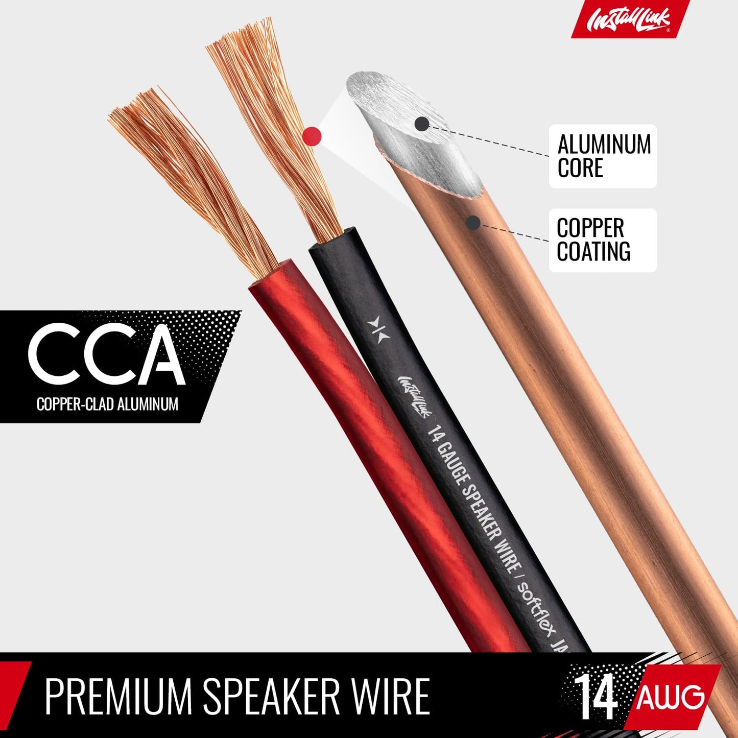 14 30ft, Install Link Gauge Speaker Wire (Speaker Cable) for Car, Home or RV Audio Cable, CCA